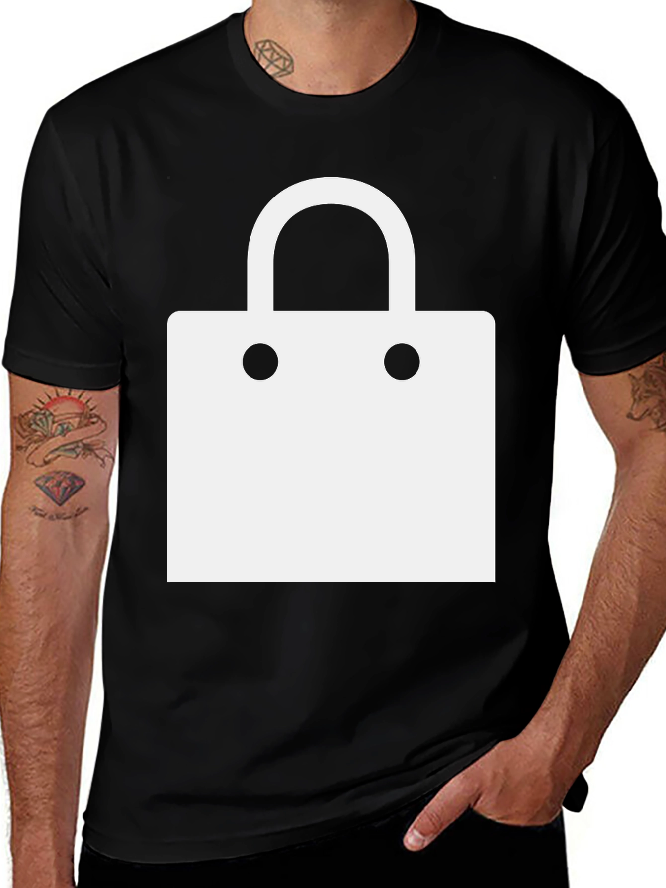Variant 29 of Modern Black T-Shirt with Shopping Bag Design