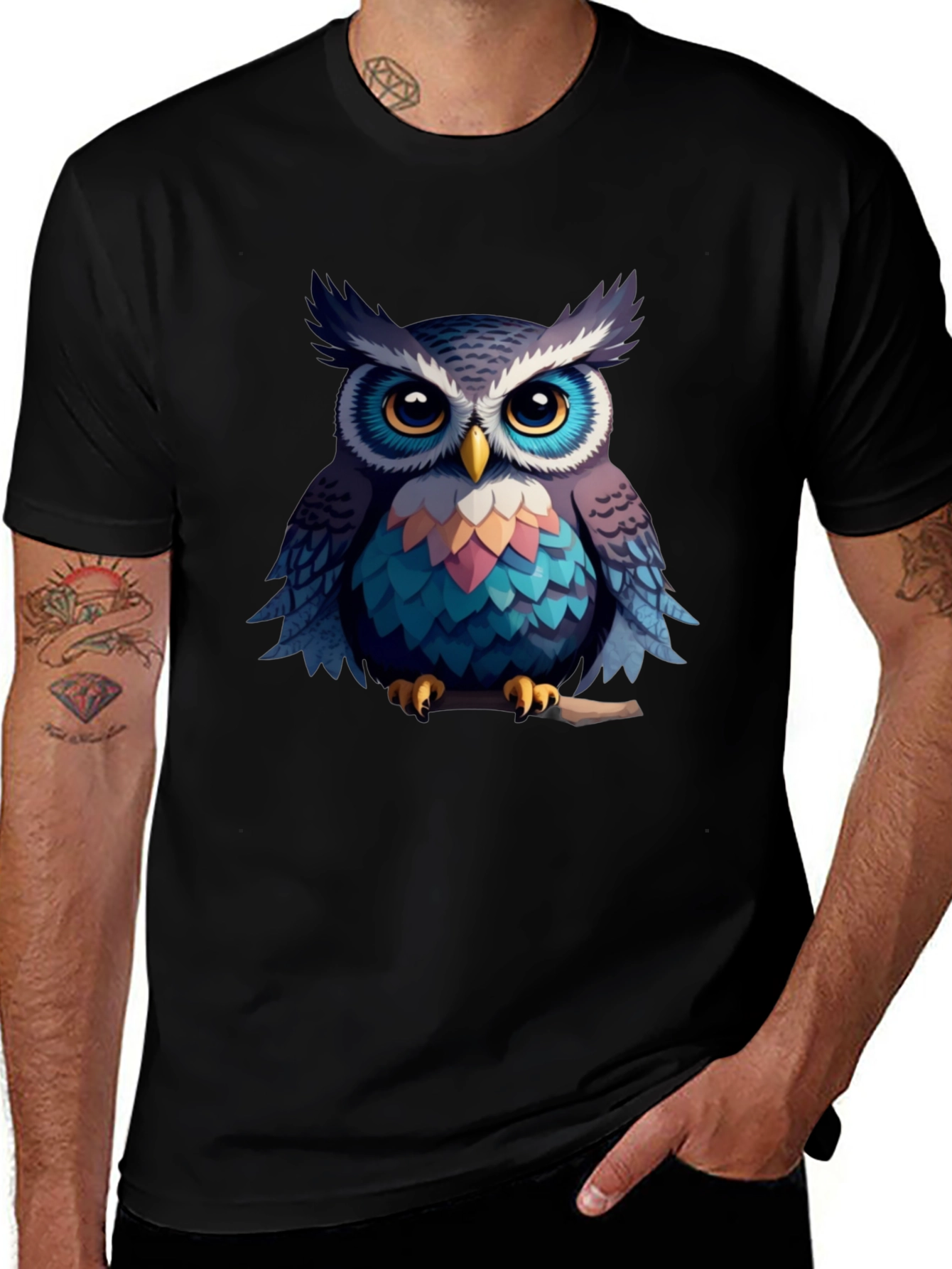 Variant 19 of Owl Graphic Black T-Shirt - Men's Fashion Tee