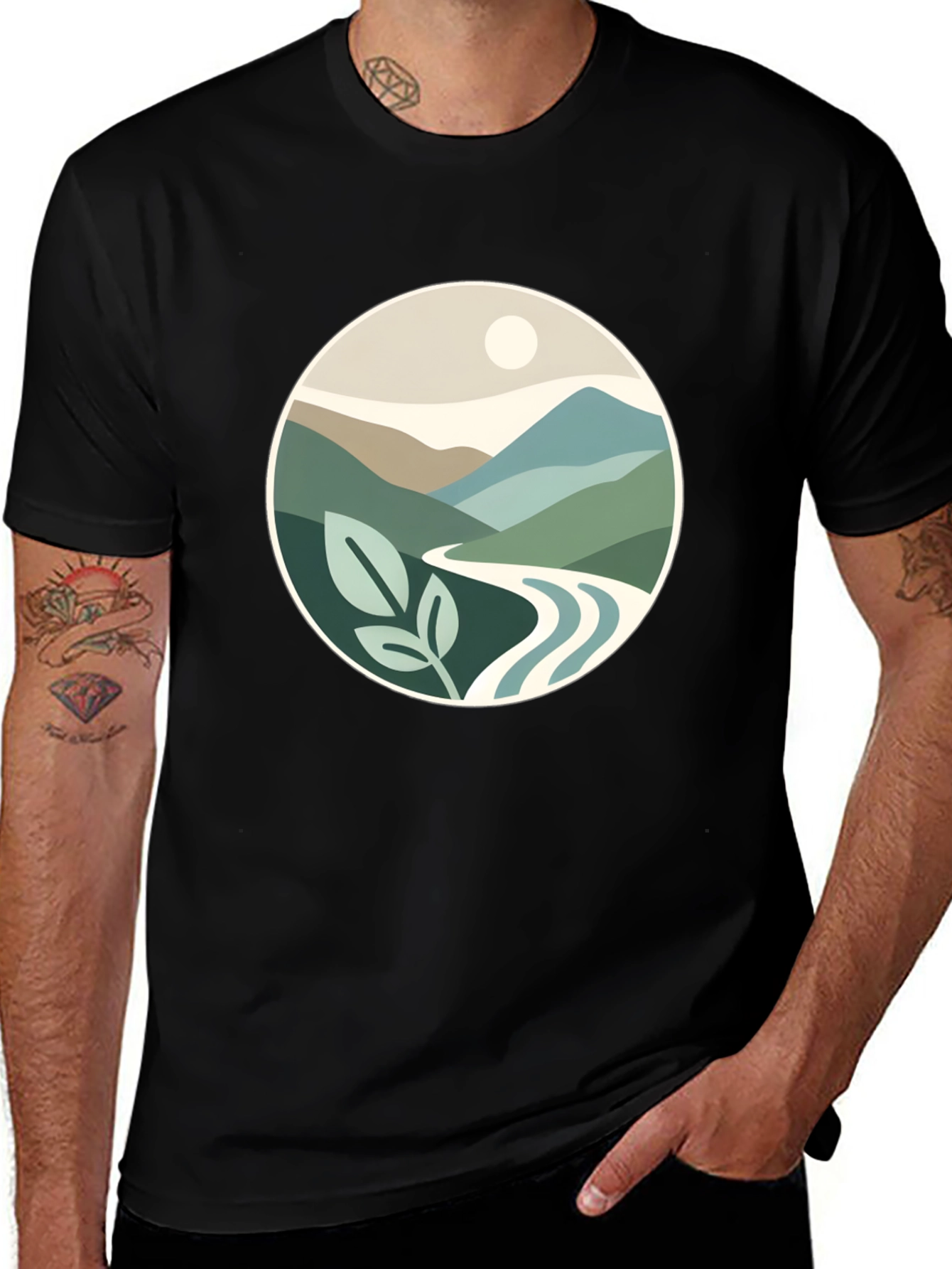 Black Nature Inspired Graphic Tee - Stylish Comfort main image