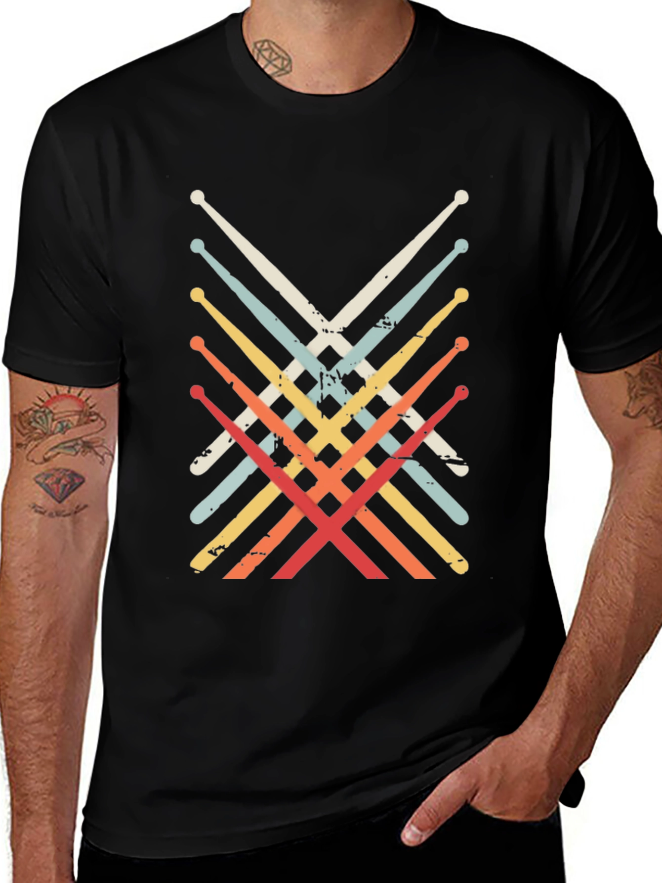 Variant 19 of Retro Drum Sticks T-Shirt - Vintage Band Tee