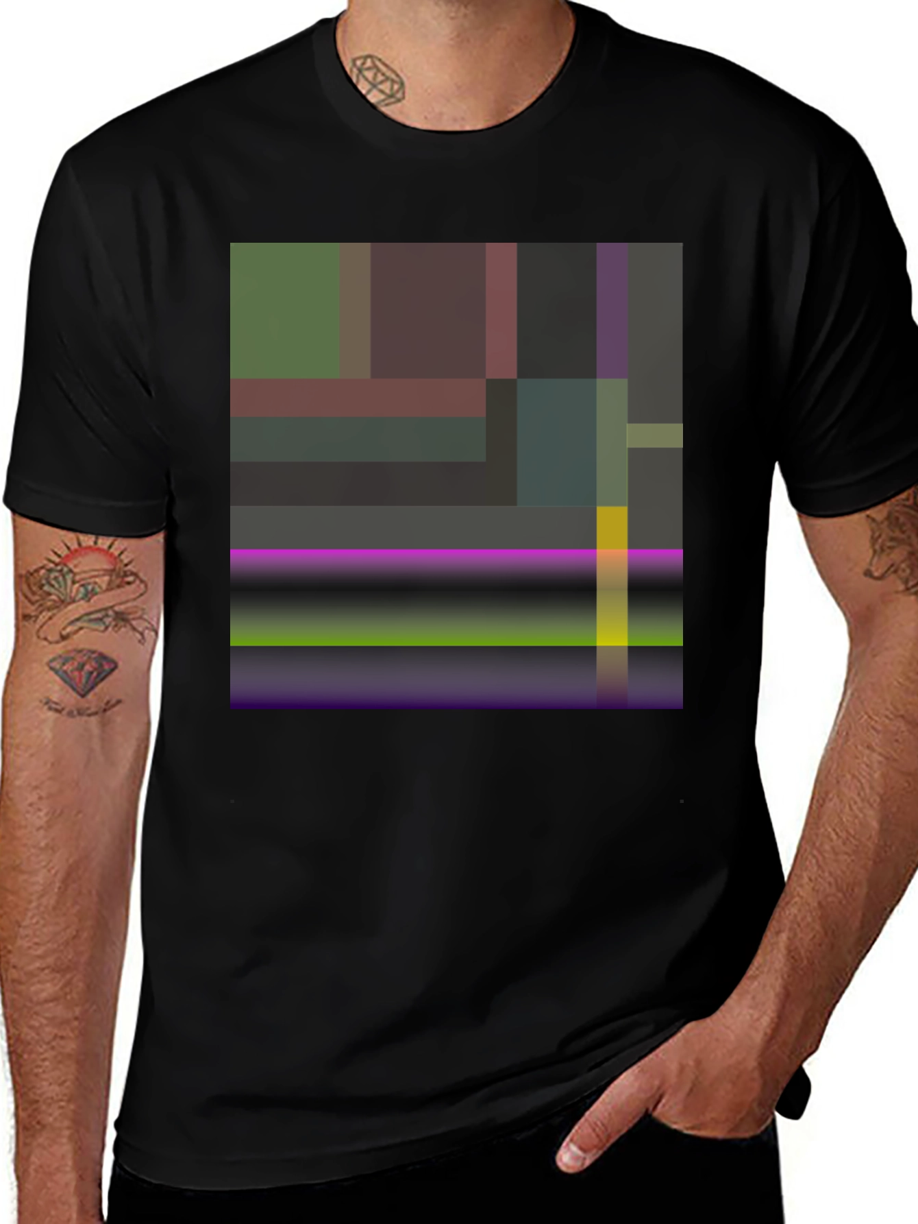 Variant 2 of Abstract Geometric Art Black T-Shirt