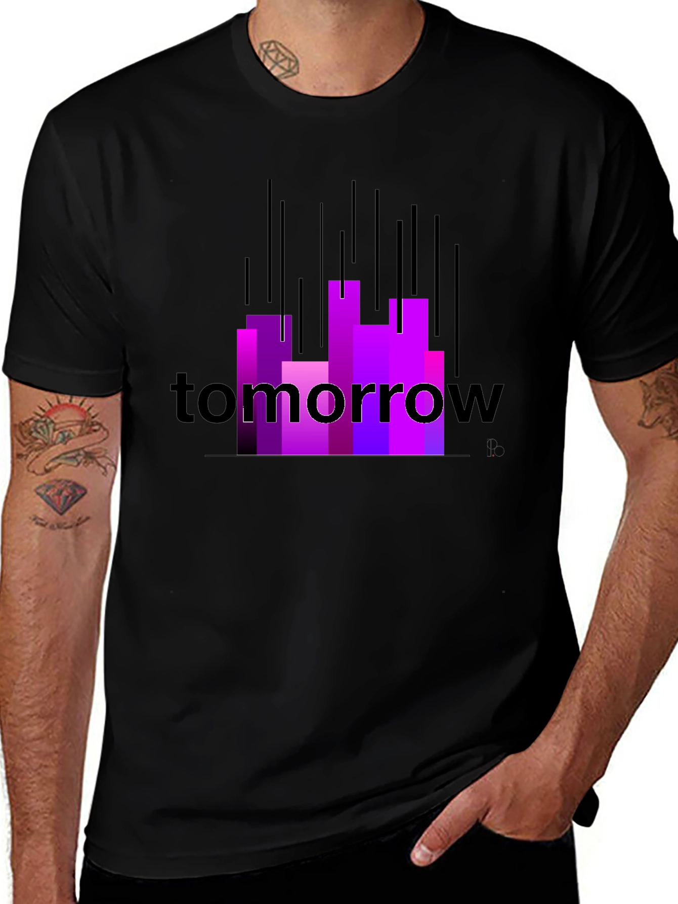 Black Tomorrow Graphic Tee - Modern Cityscape Design main image