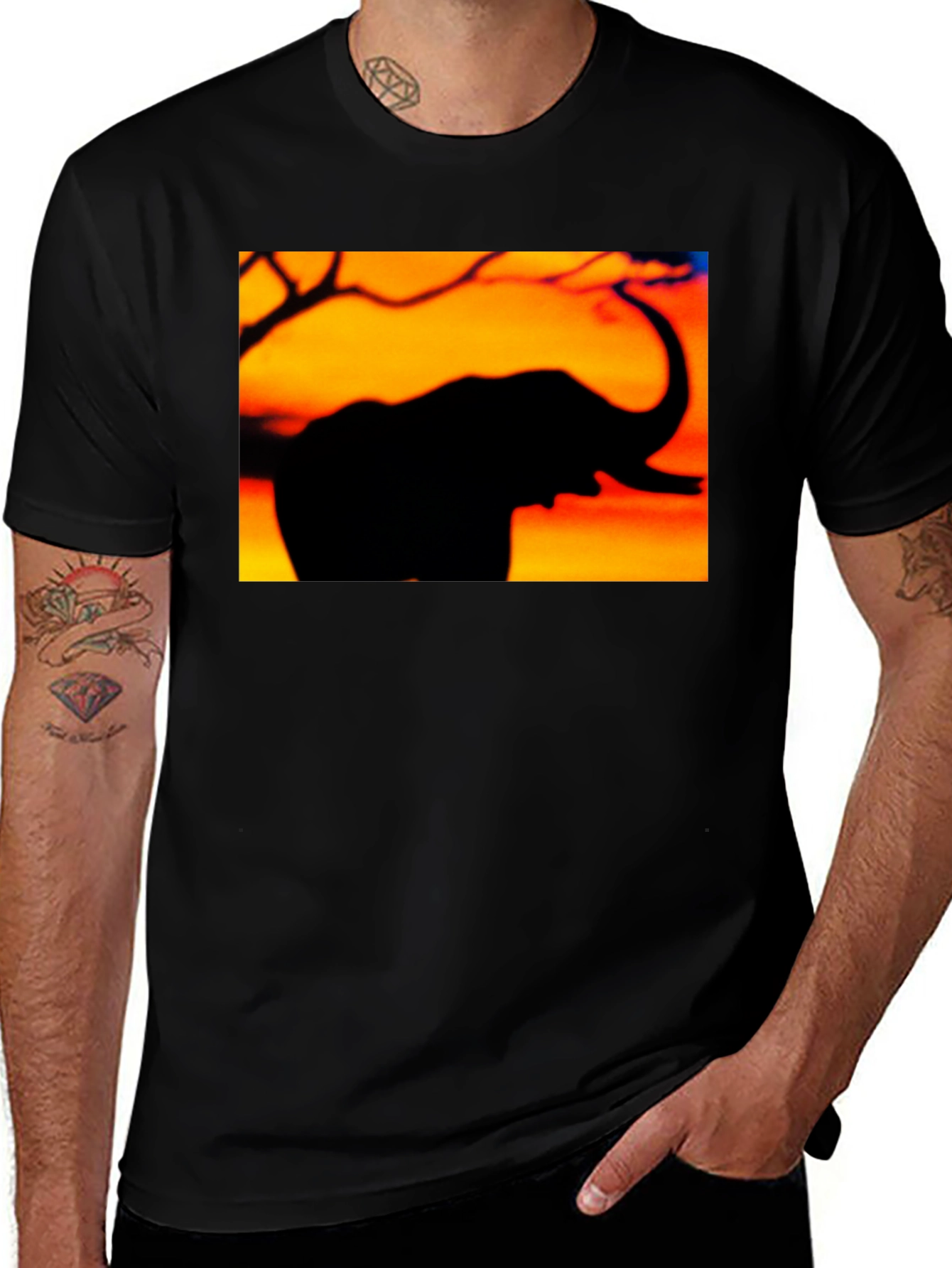 Variant 12 of Elephant Silhouette Sunset Graphic Tee