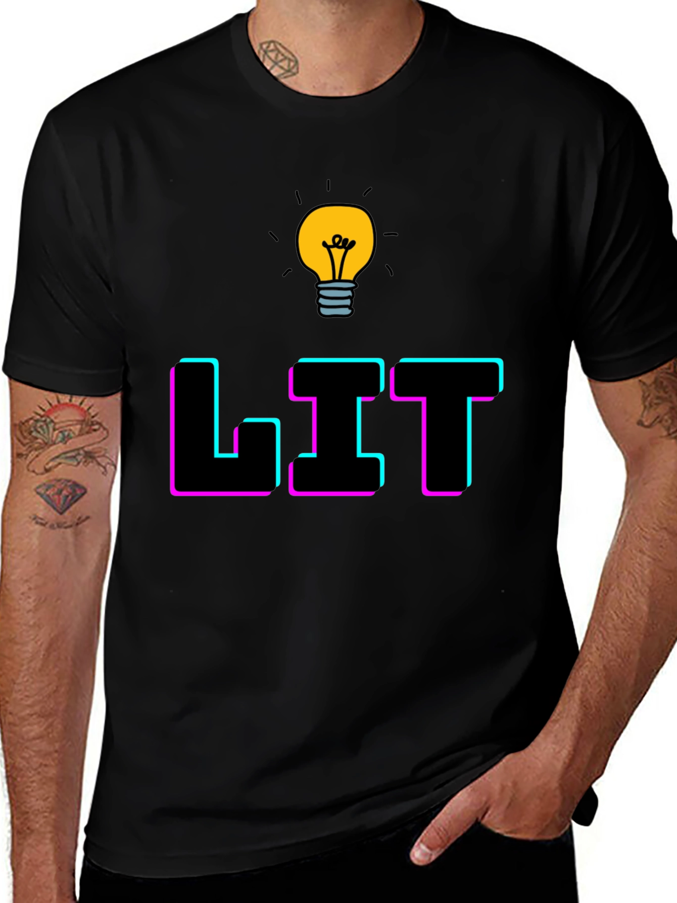 Variant 30 of LIT Lightbulb Graphic Tee - Trendy Design