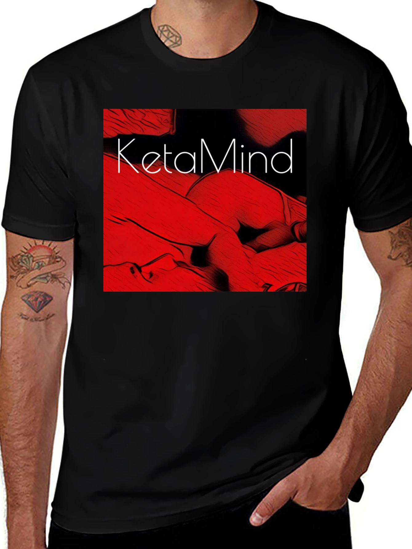 Variant 13 of KetaMind Graphic Tee - Bold Red & Black Design