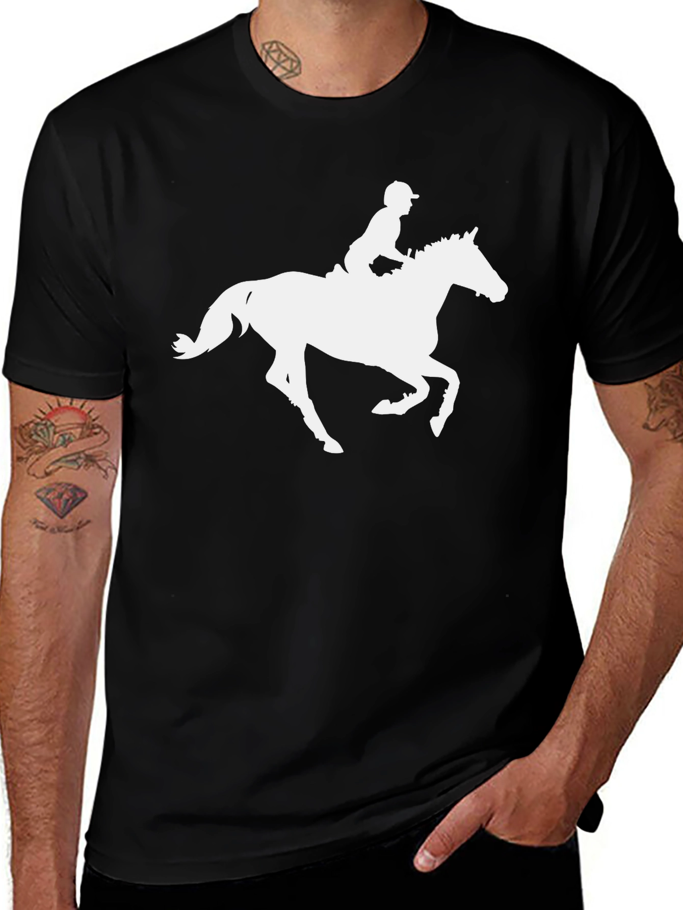 Variant 29 of Equestrian Horse Riding Graphic Tee - Black