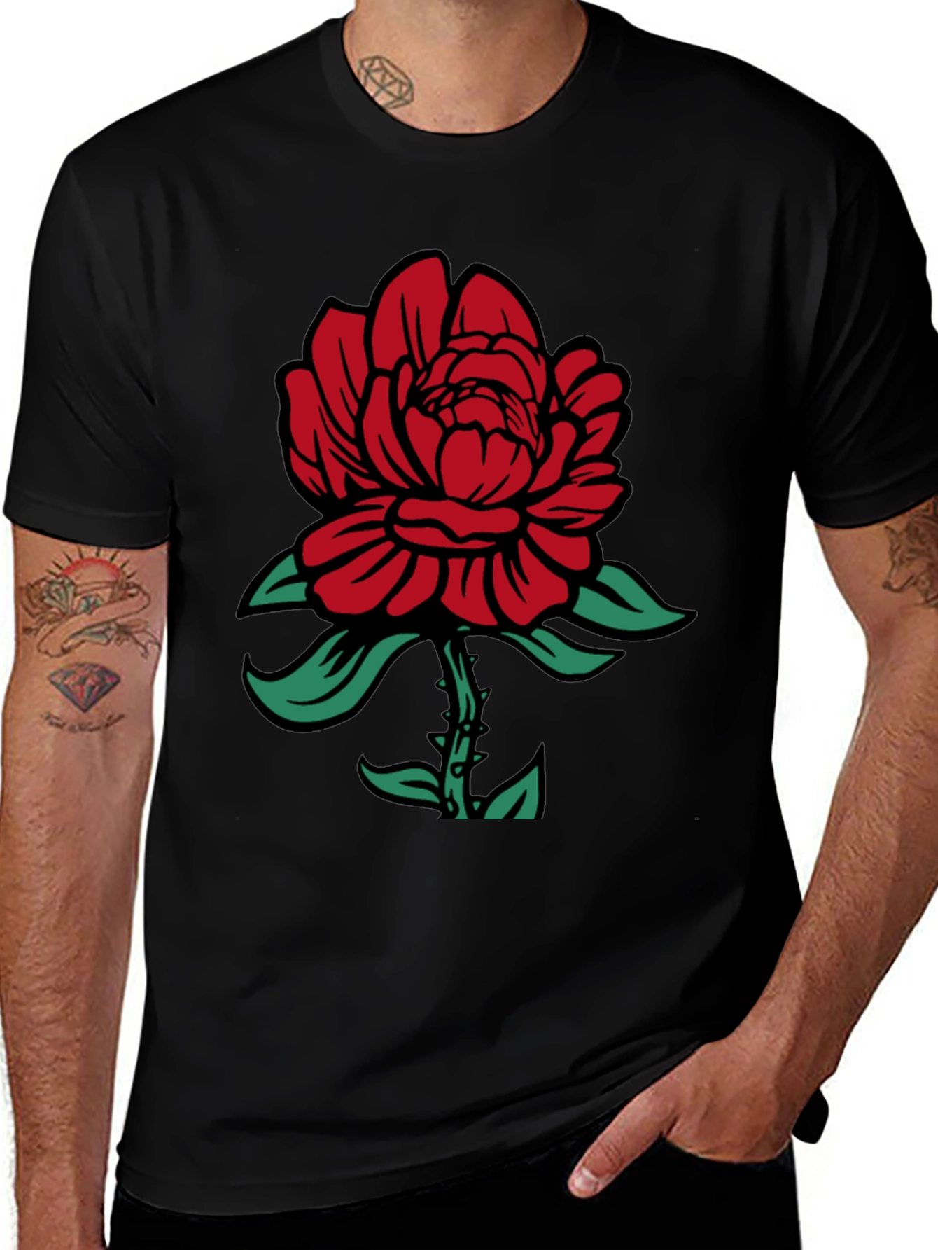 Variant 17 of Rose Graphic T-Shirt - Black