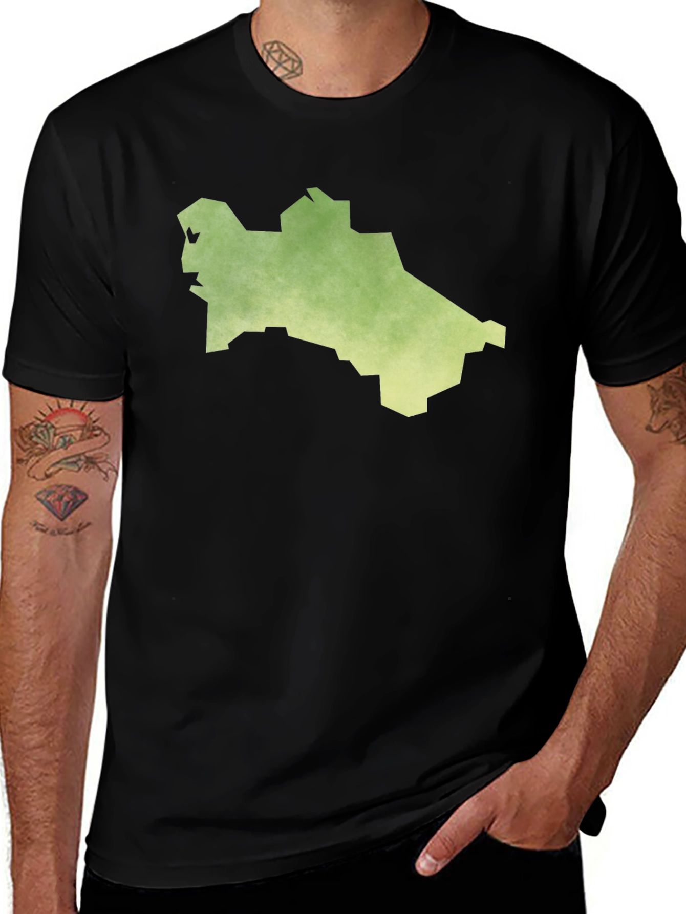 Variant 20 of Turkmenistan Map T-Shirt - Black Cotton Tee