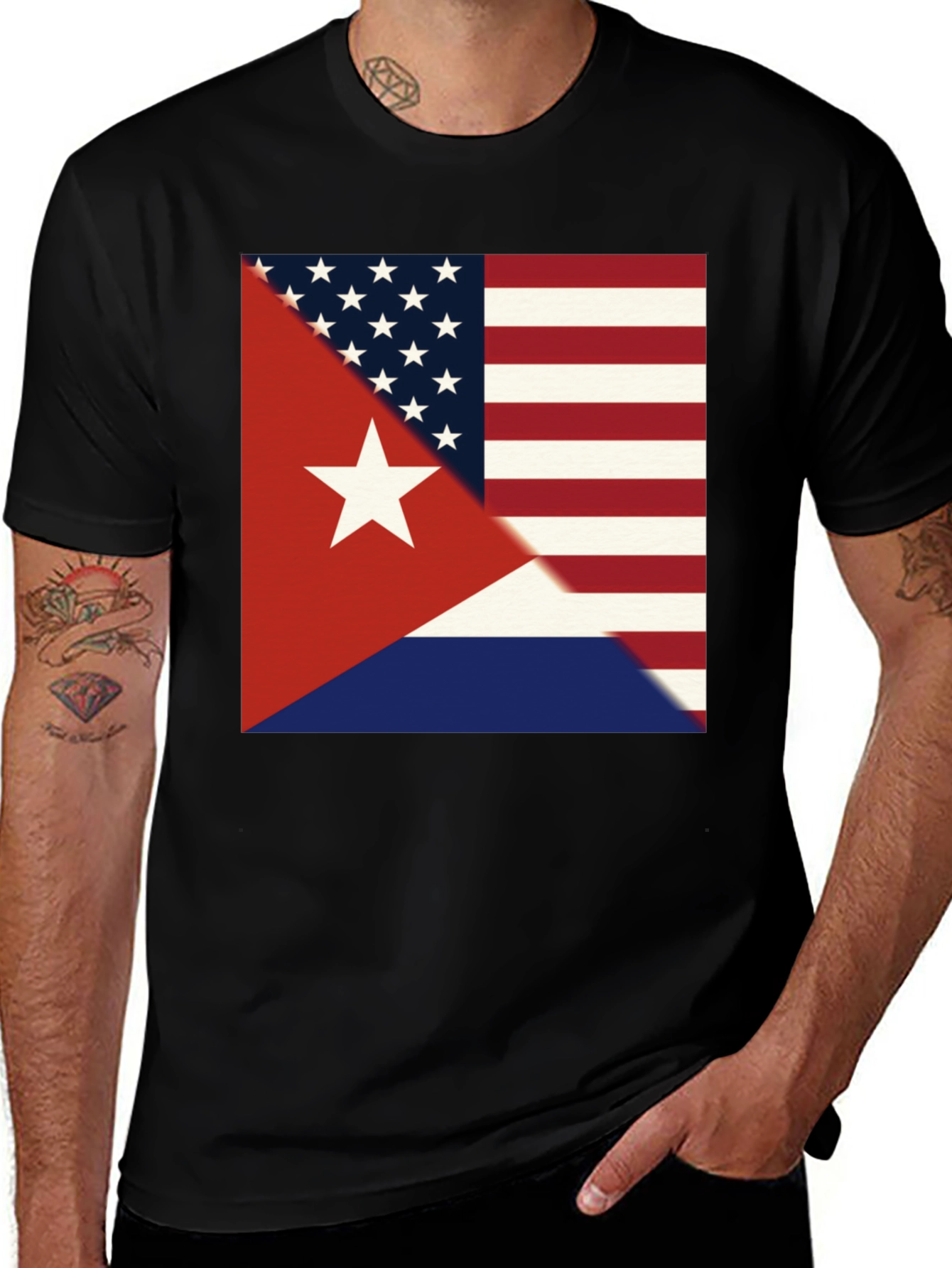 Variant 20 of Cuba USA Flag Graphic Tee - Soft Cotton Blend T-Shirt