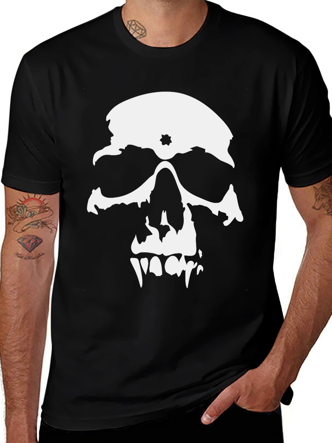 Variant 26 of Skull Graphic Print Black T-Shirt