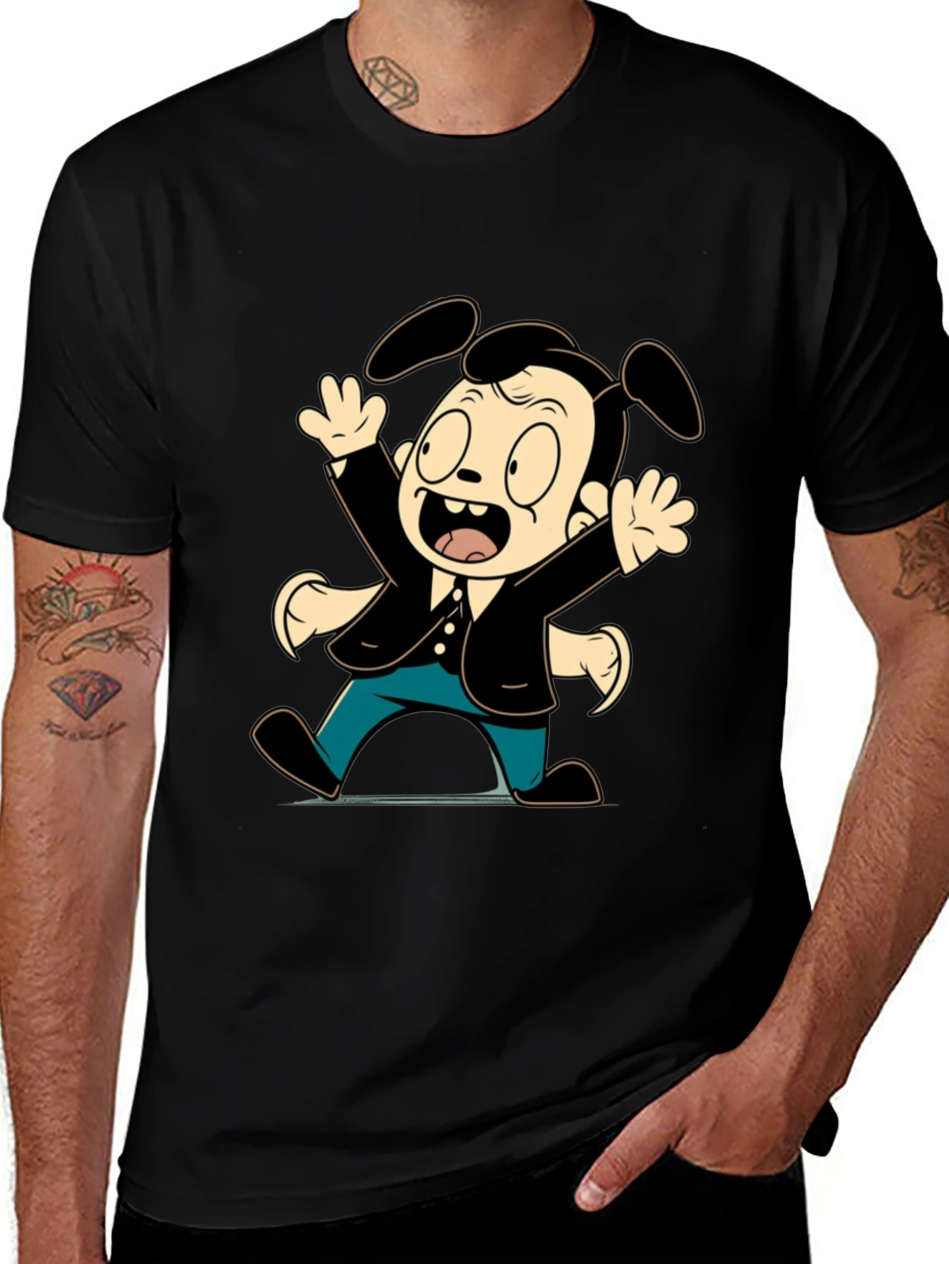 Variant 12 of Cartoon Dog Character Black T-Shirt