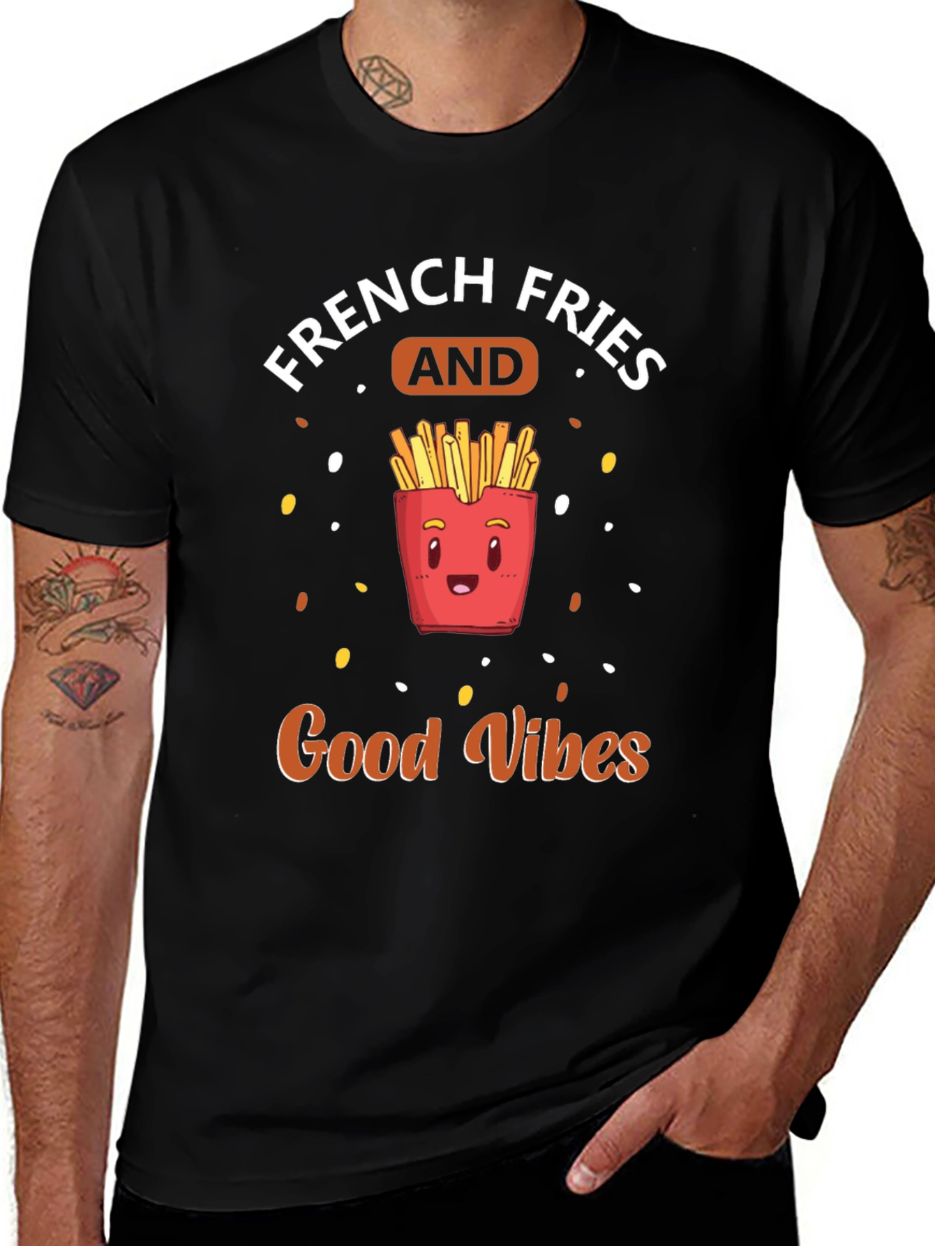 Variant 18 of French Fries & Good Vibes Black T-Shirt