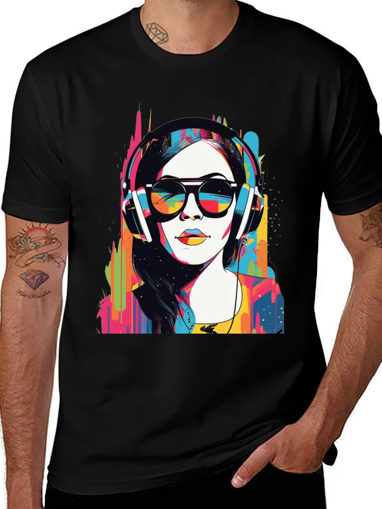 Variant 22 of Vibrant Pop Art Headphones T-Shirt