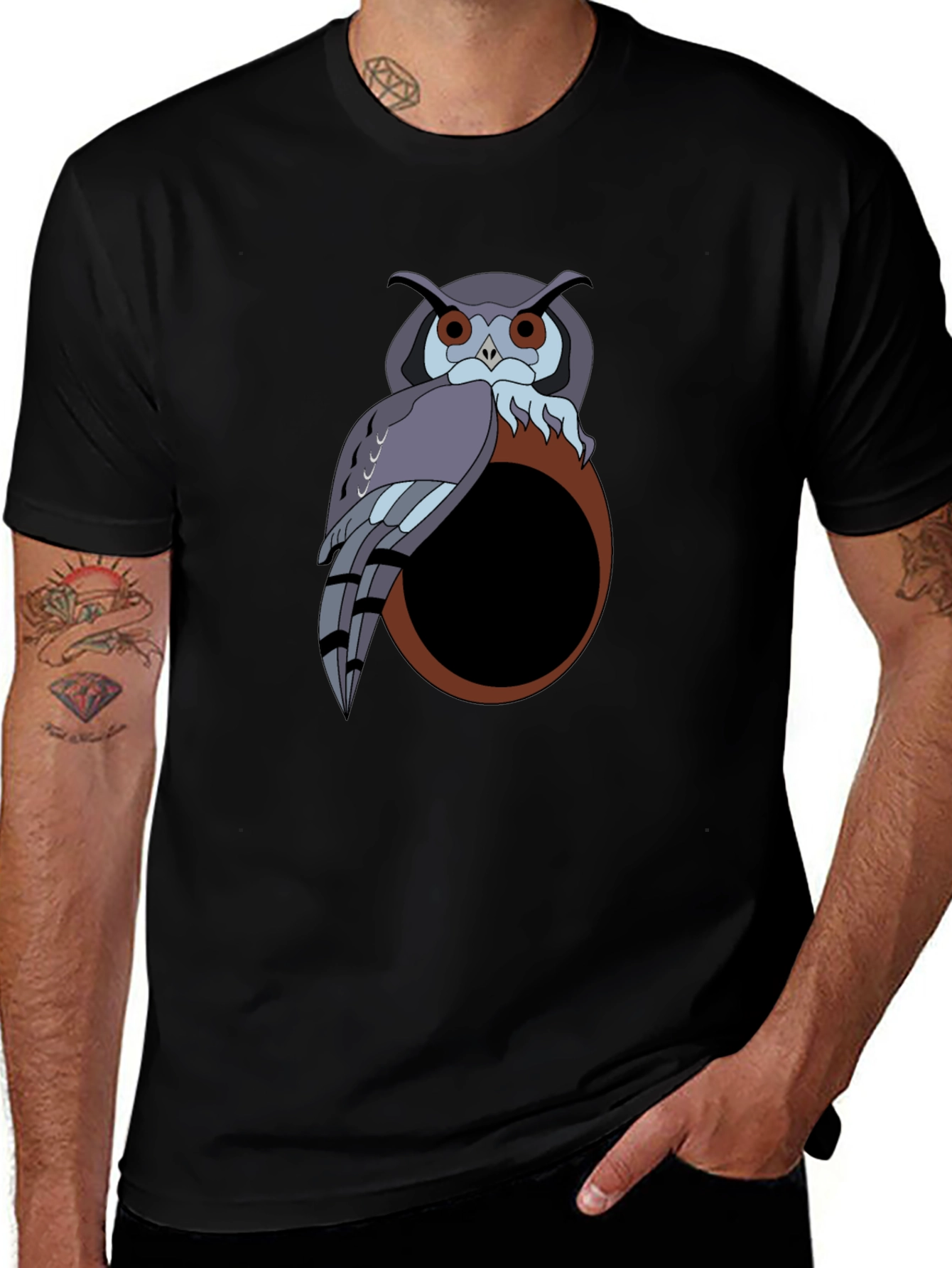 Variant 17 of Owl Graphic Print Black T-Shirt