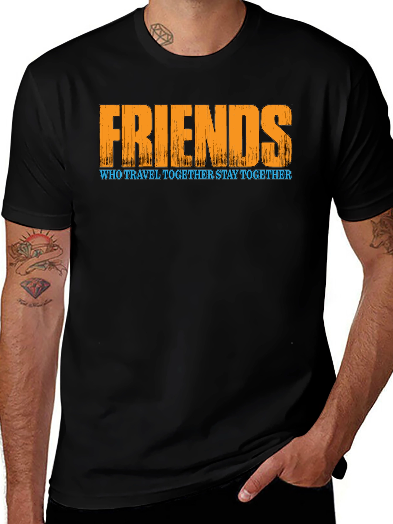 Variant 20 of Friends Travel Together T-Shirt - Black Graphic Tee