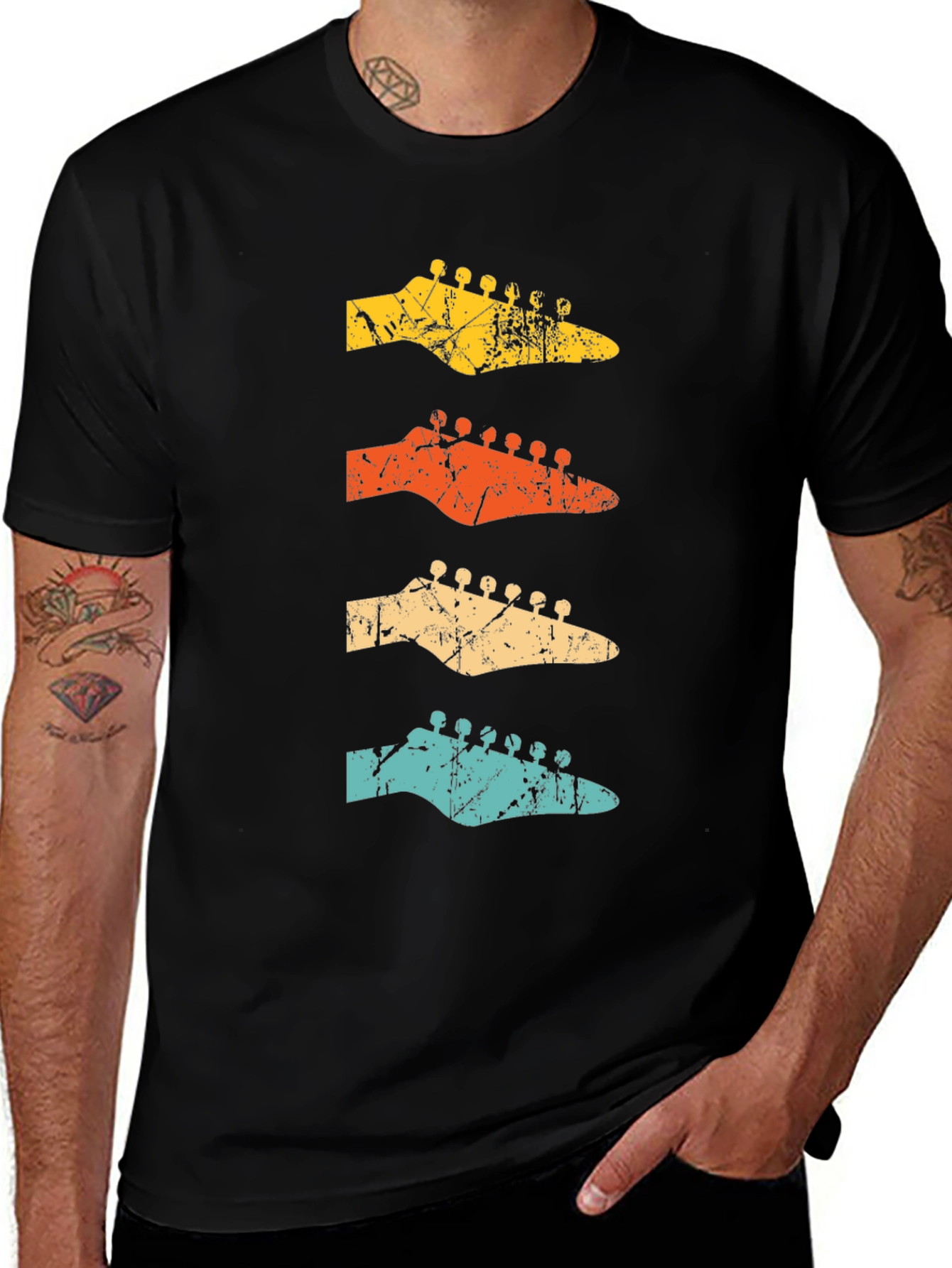 Variant 21 of Retro Guitar Headstock T-Shirt - Vintage Music Tee