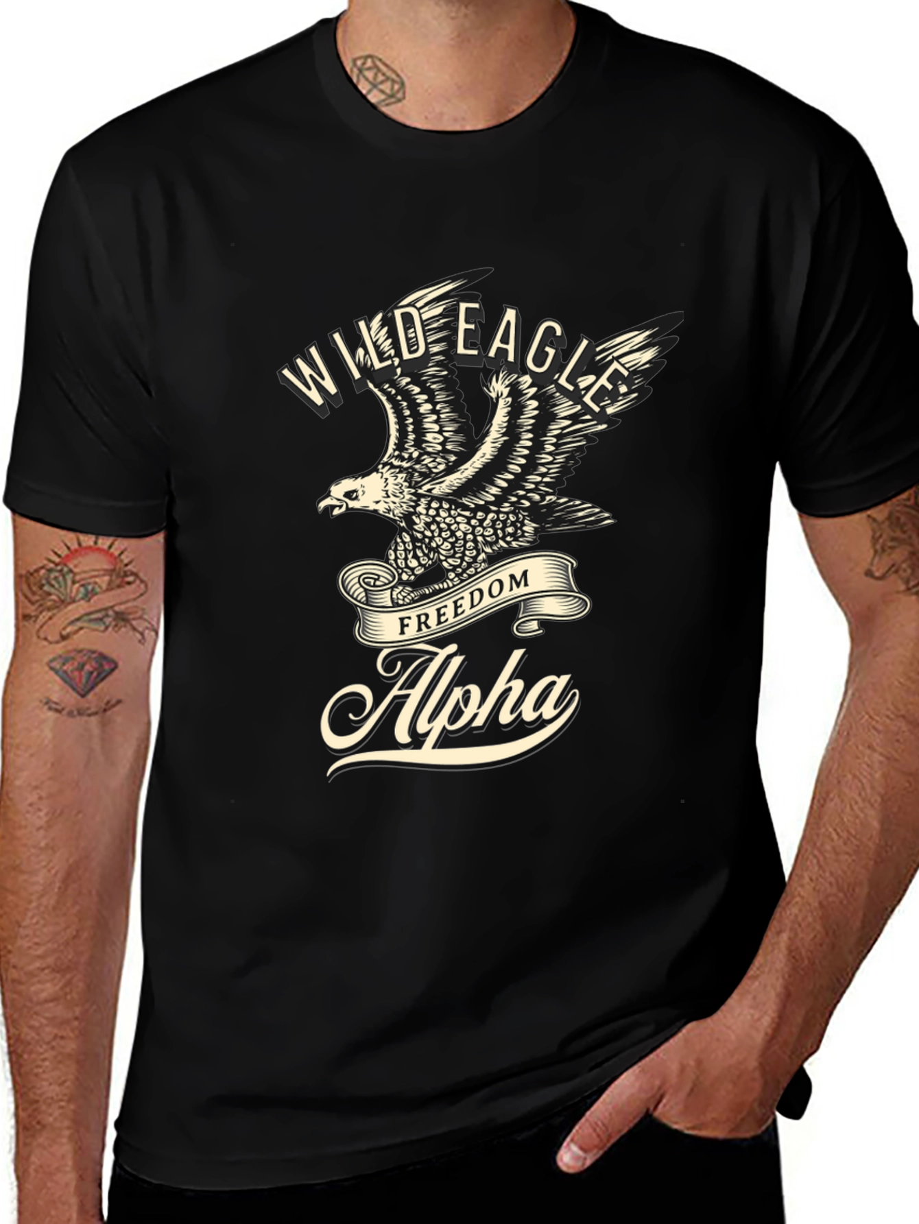 Wild Eagle Alpha Black Graphic Tee
