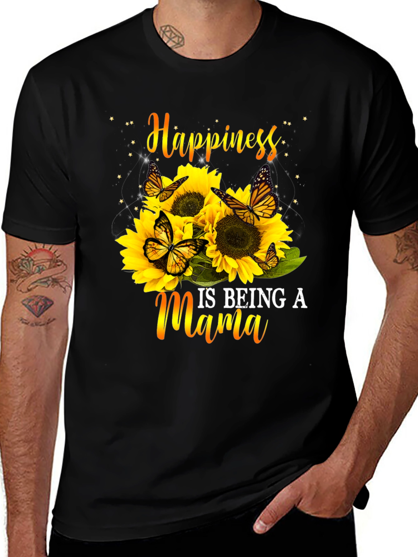 Variant 30 of Happiness Is Being A Mama Sunflower Butterfly Graphic Tee
