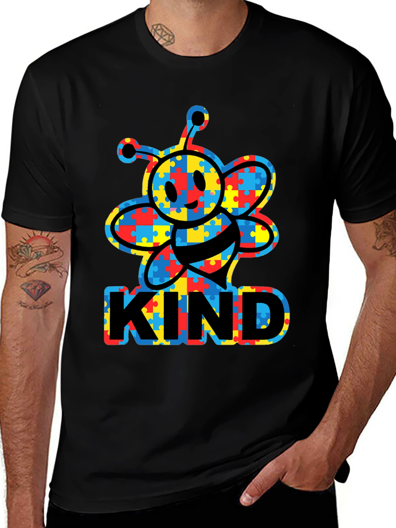 Bee Kind Autism Awareness Puzzle Piece T-Shirt