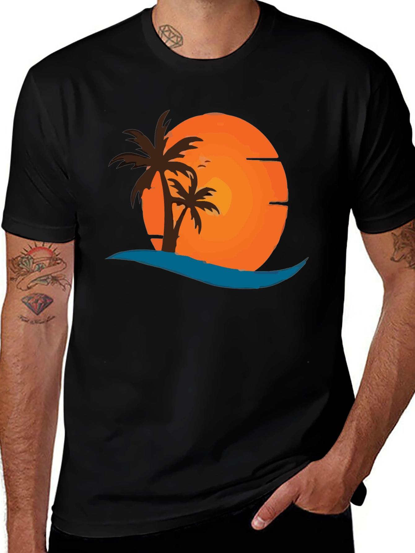 Variant 30 of Tropical Sunset Palm Tree Graphic Tee