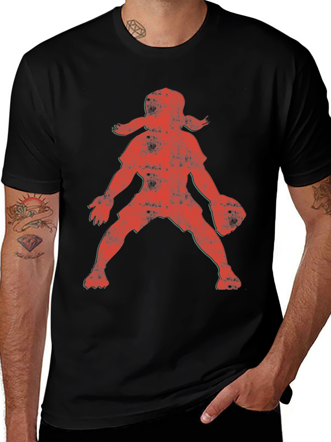 Variant 6 of Retro Baseball Girl Graphic Tee - Black Cotton Shirt
