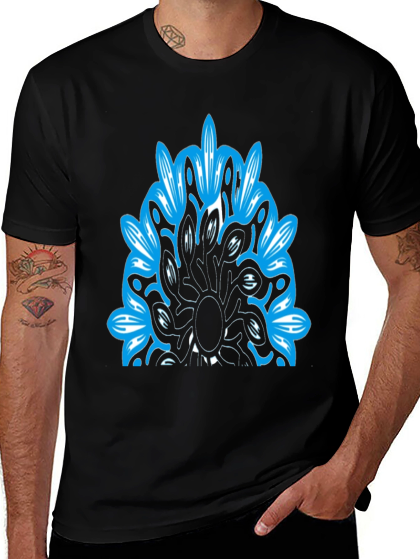 Variant 4 of Abstract Blue Graphic Black T-Shirt