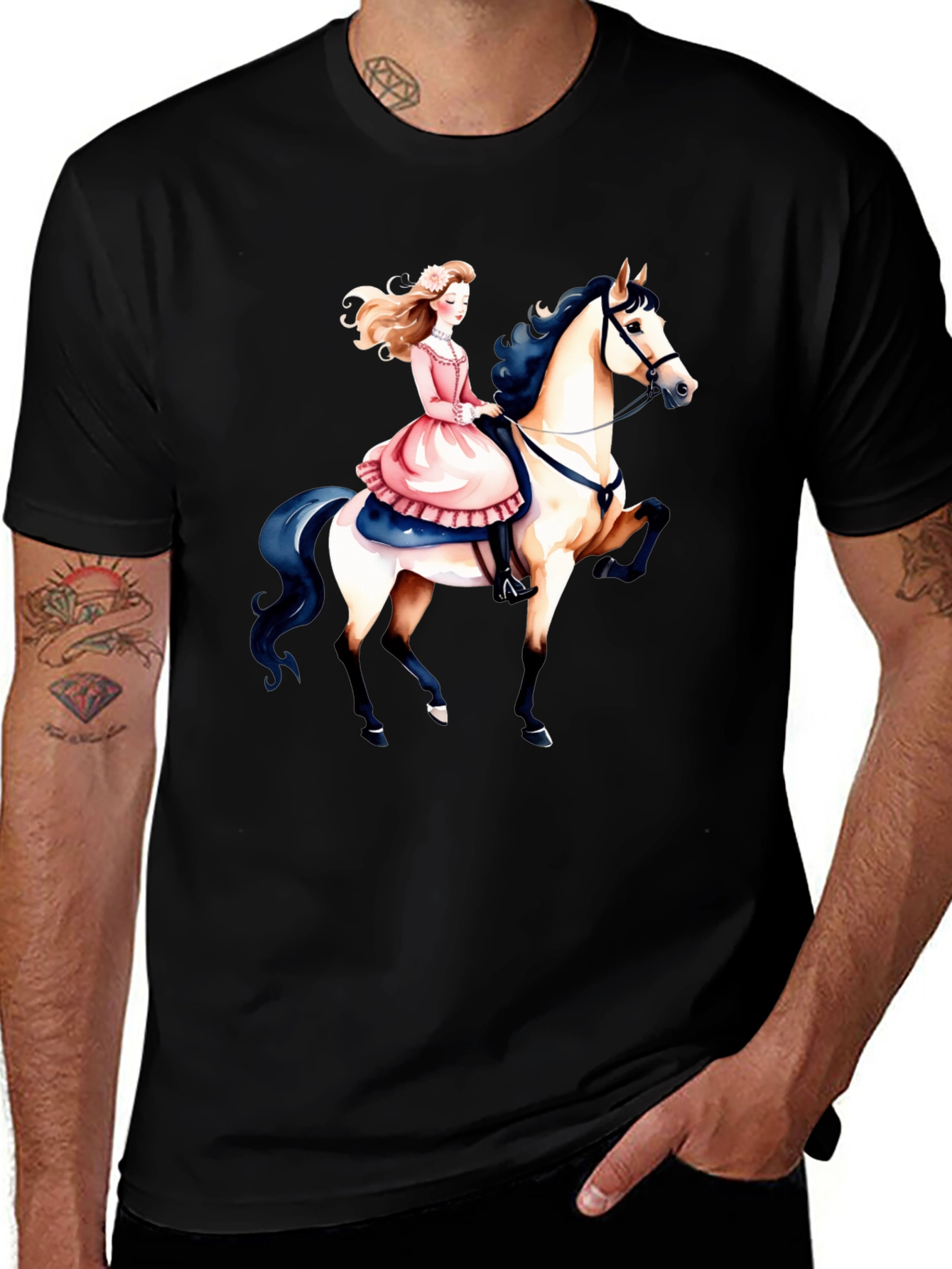 Variant 28 of Princess & Horse Black Tee