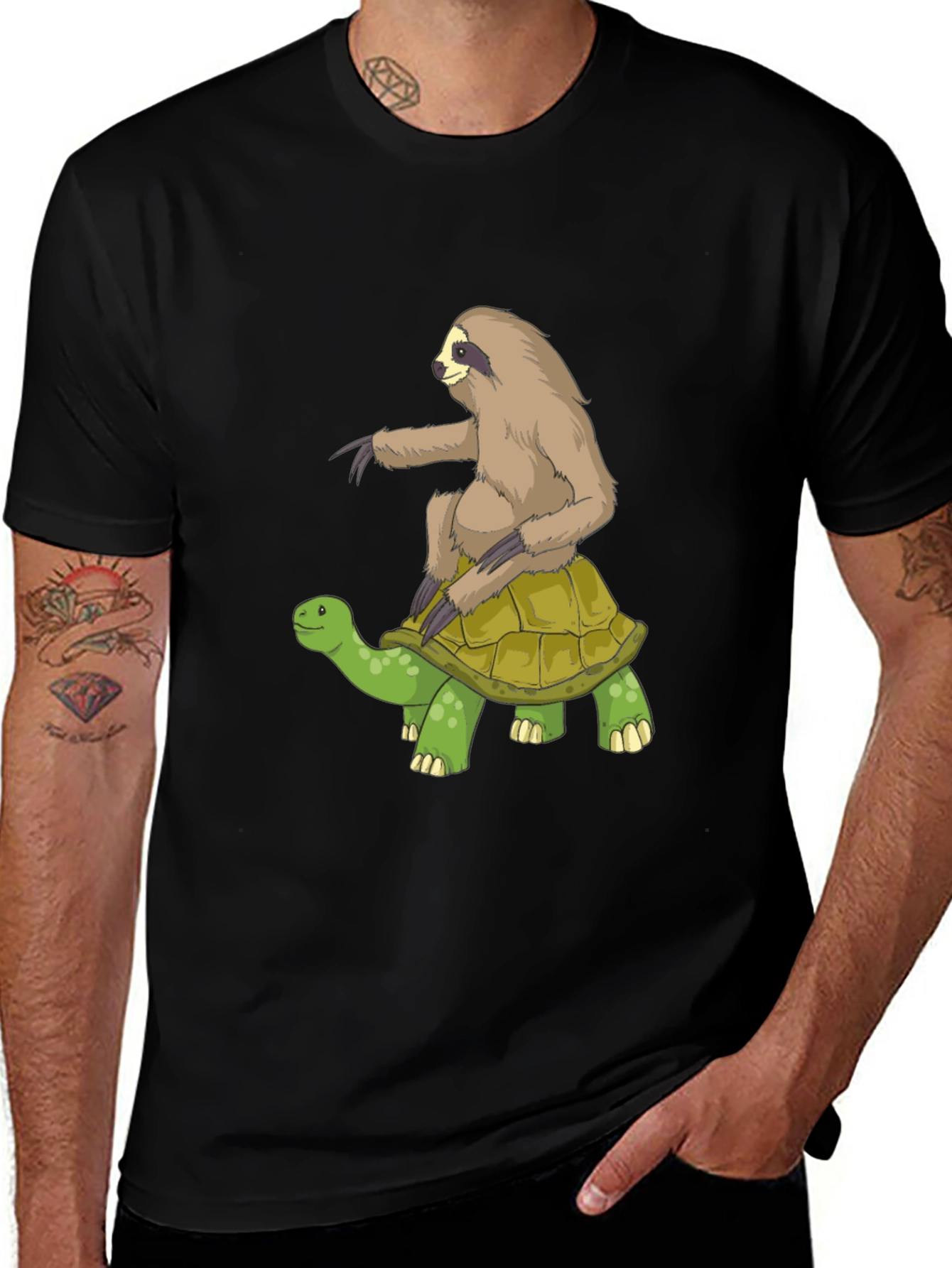 Variant 11 of Sloth Riding Turtle Graphic Tee