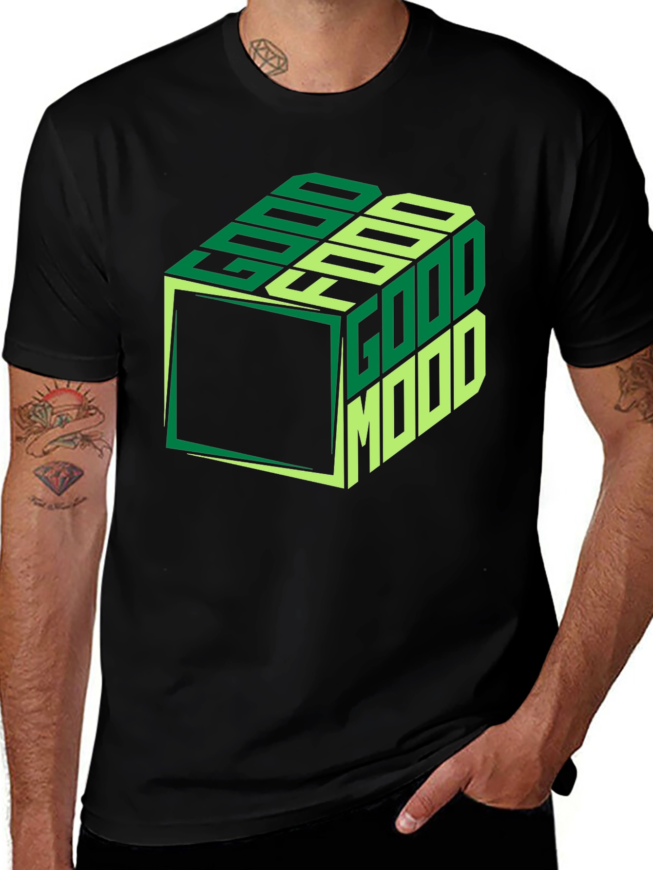 Variant 12 of Good Mood Cube Graphic Tee - Stylish Comfort