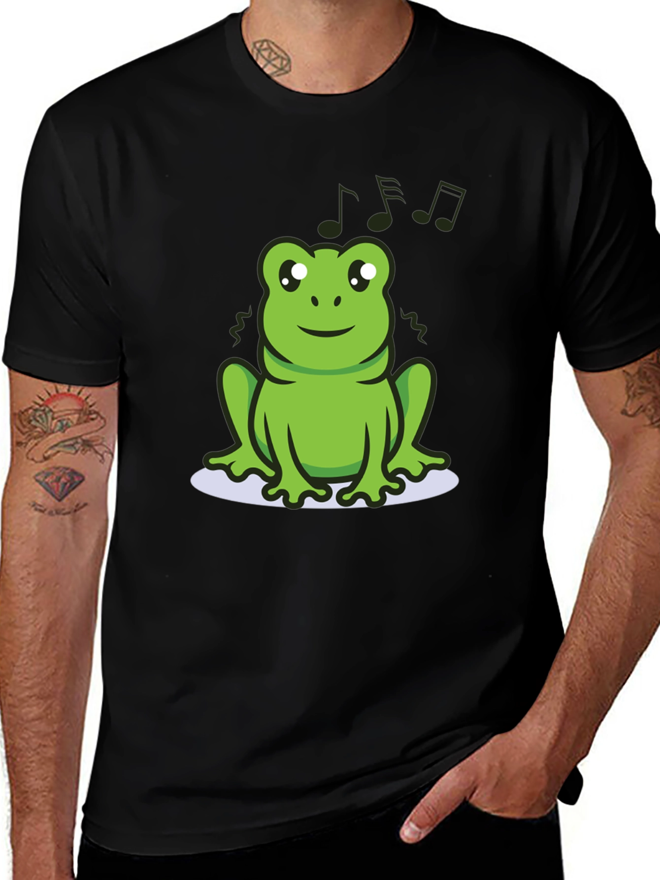 Variant 15 of Cute Frog Tee - Musical Amphibian Design