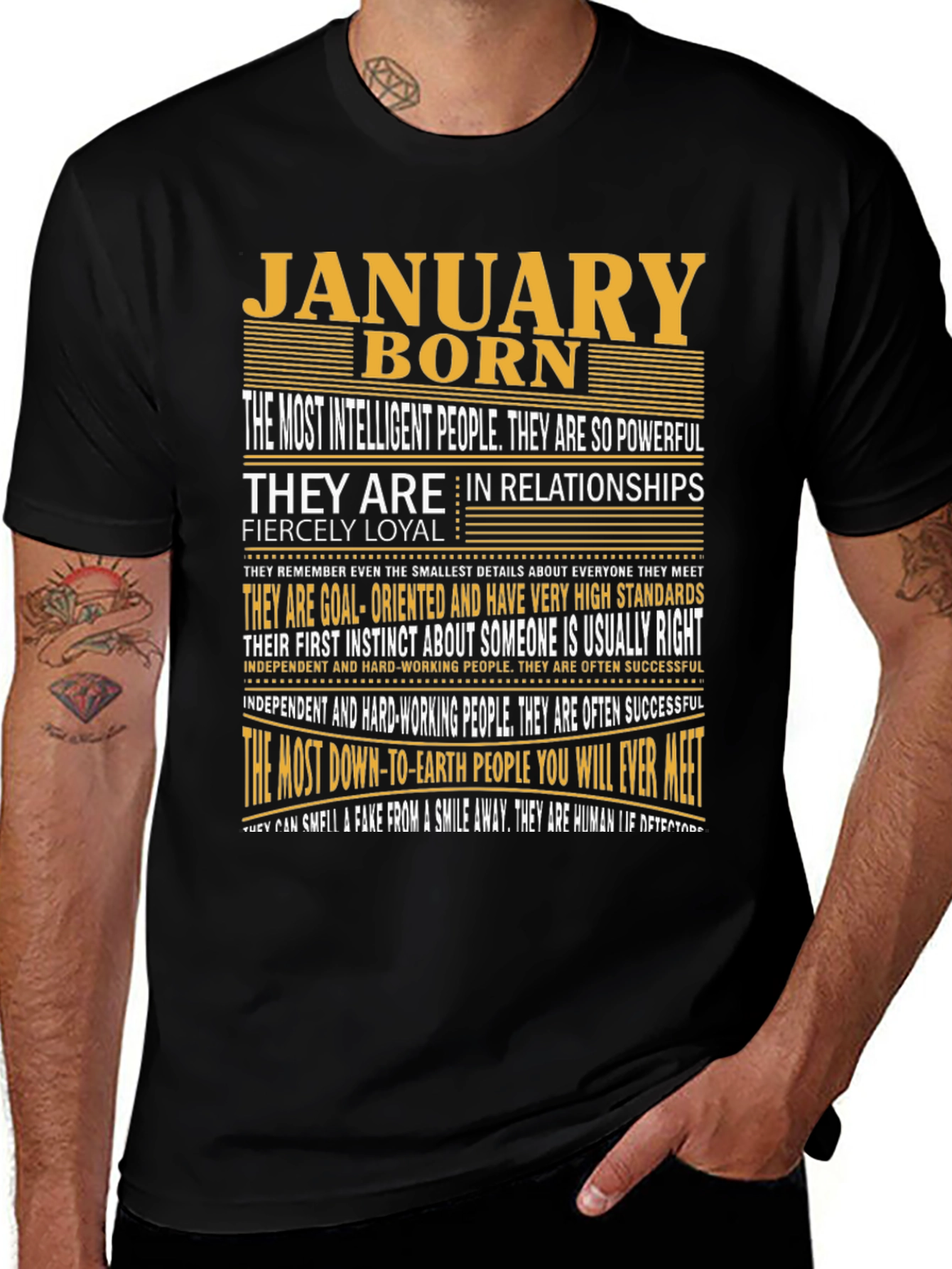 January Born T-Shirt - Intelligent, Loyal, and Powerful