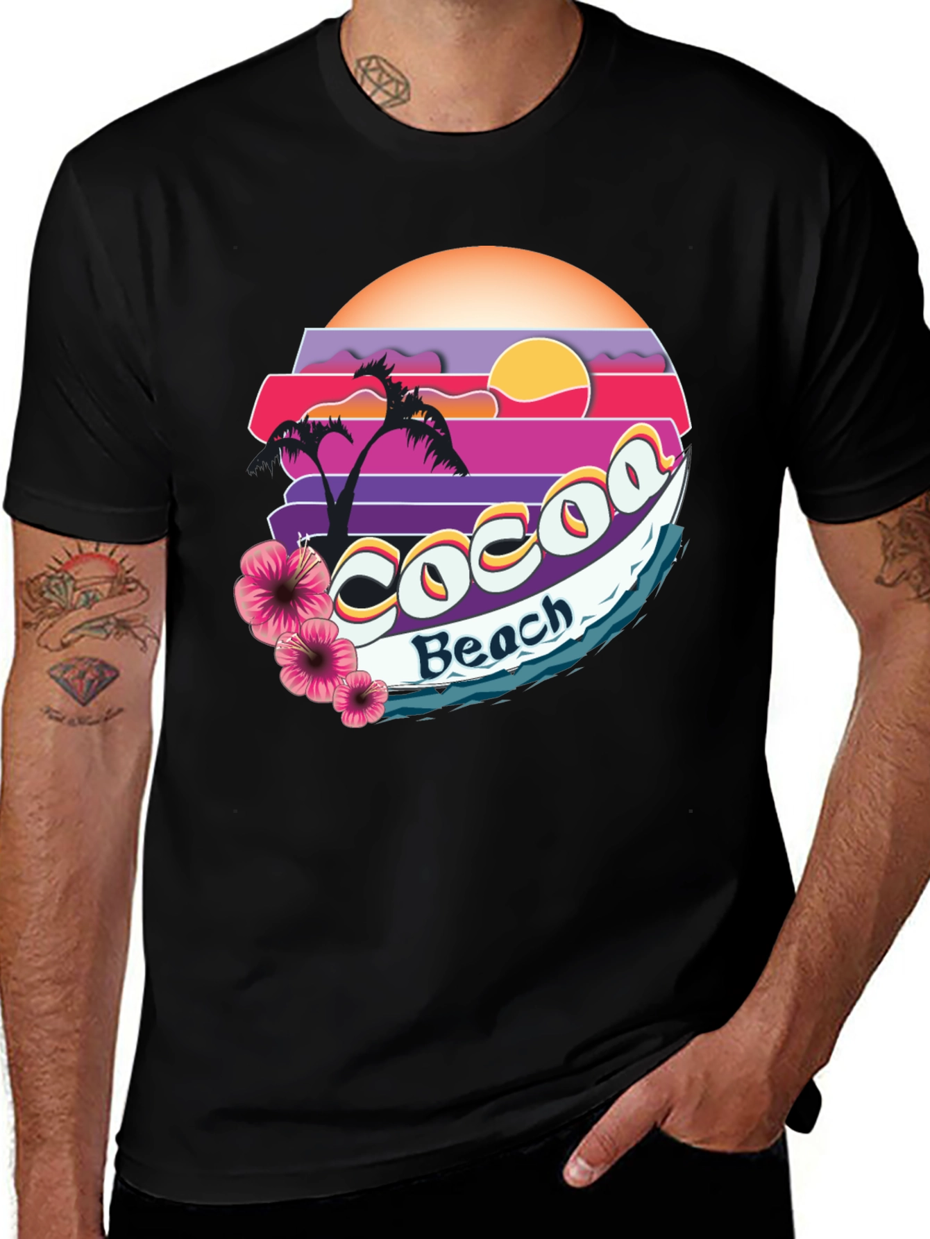 Variant 12 of Cocoa Beach Retro Sunset Graphic Tee