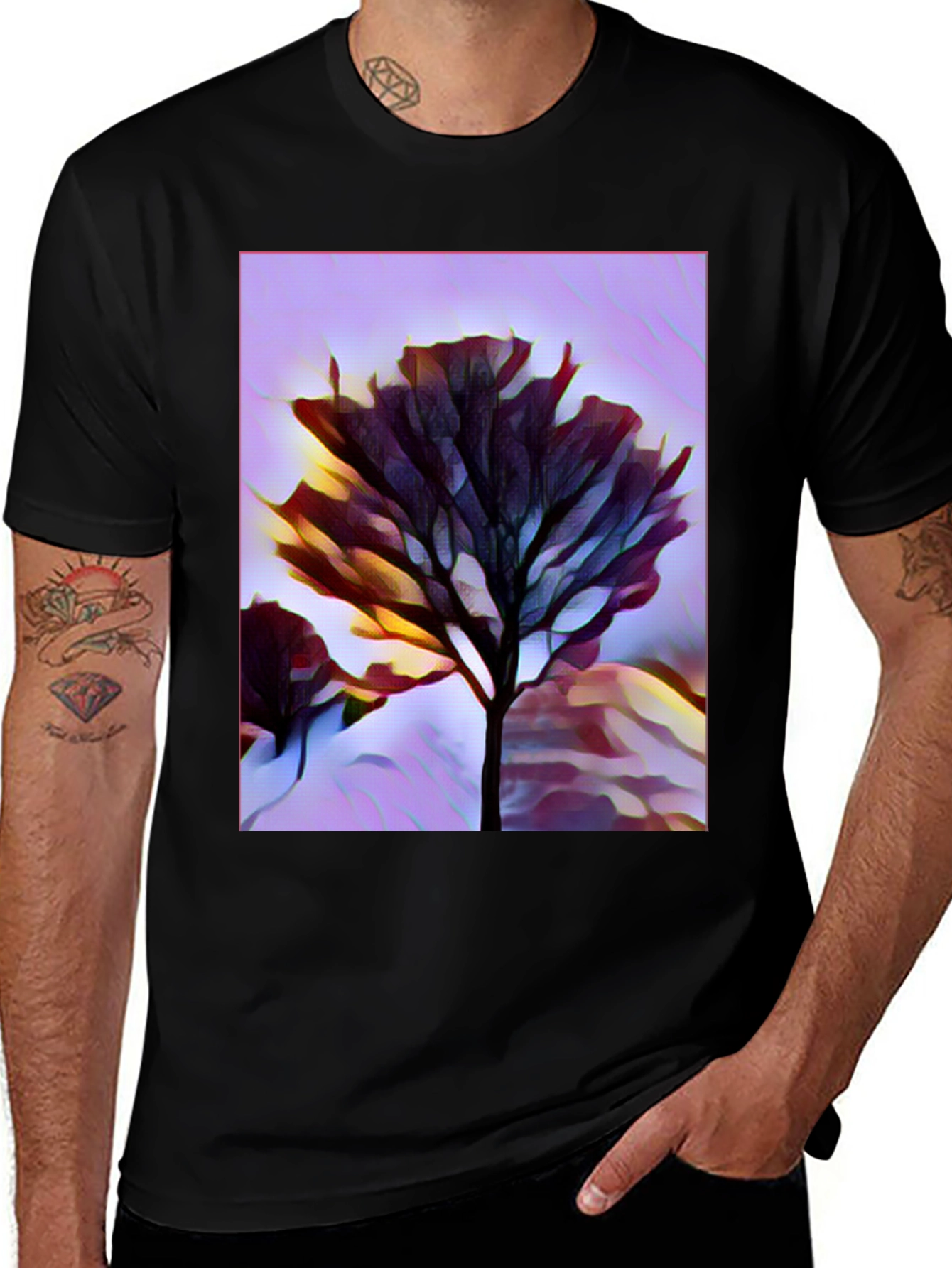Variant 15 of Abstract Tree Graphic Black T-Shirt
