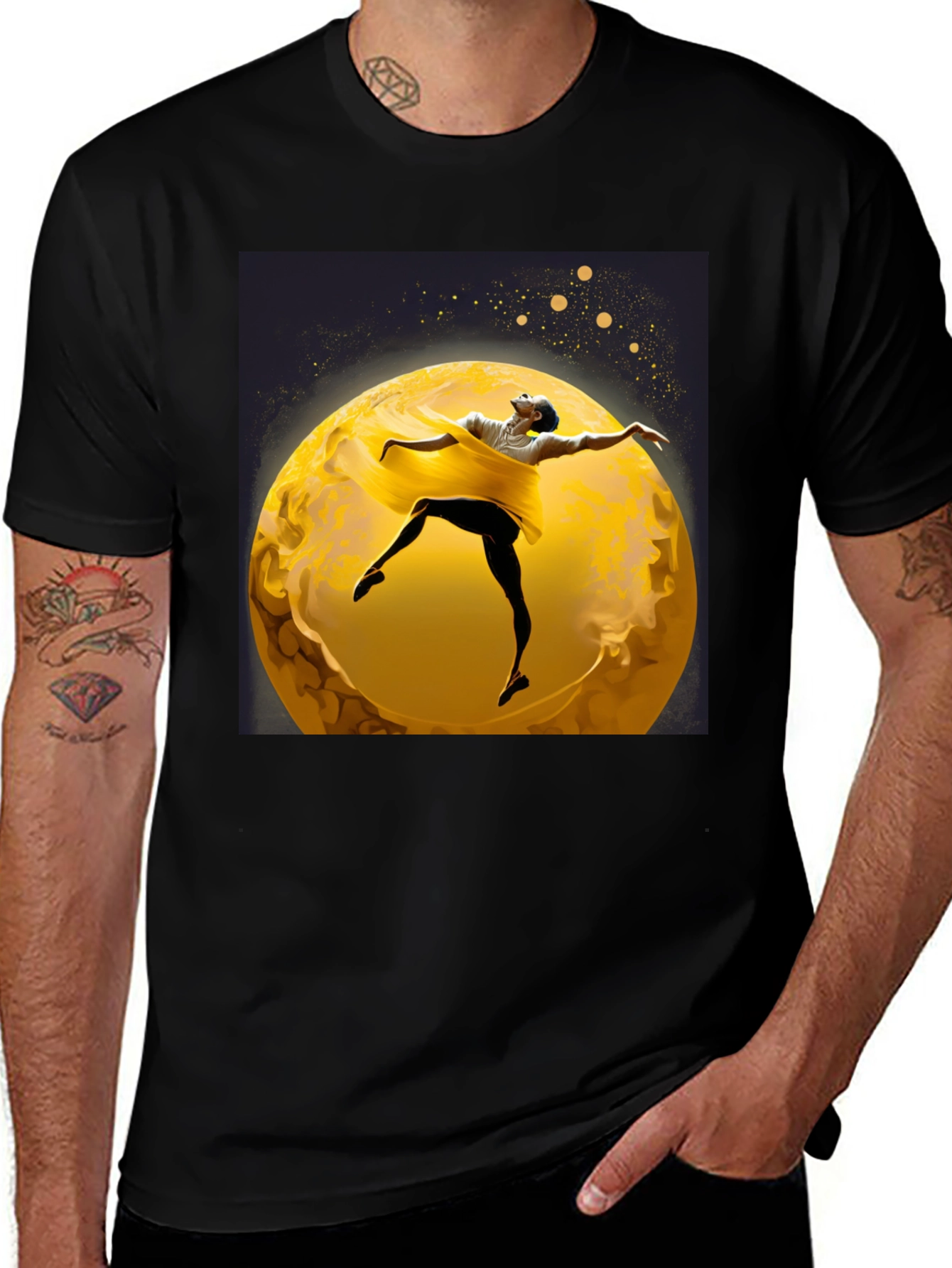 Ballerina Moon T-Shirt - Artsy Black Tee