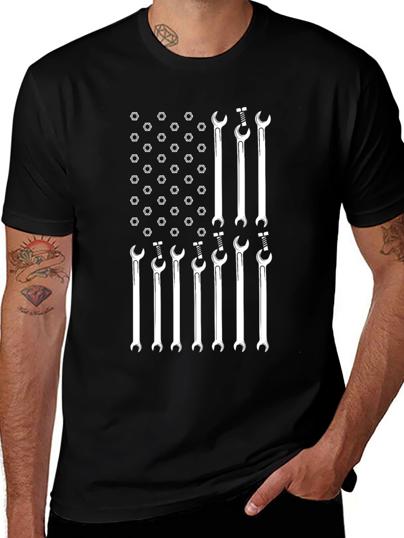 Variant 24 of Mechanic Flag T-Shirt - Wrench American Pride