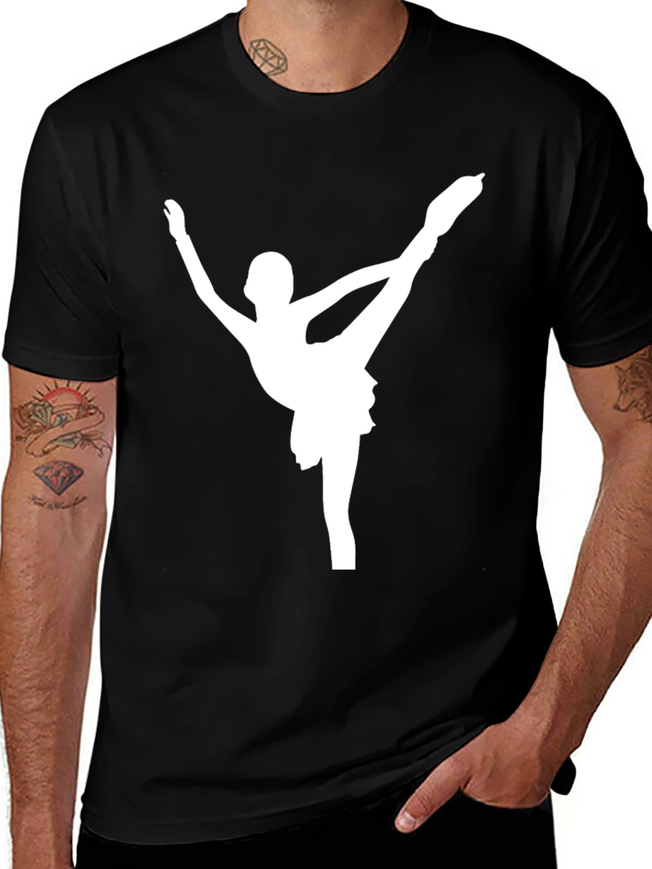 Variant 27 of Figure Skater Graphic Tee - Black Cotton T-Shirt