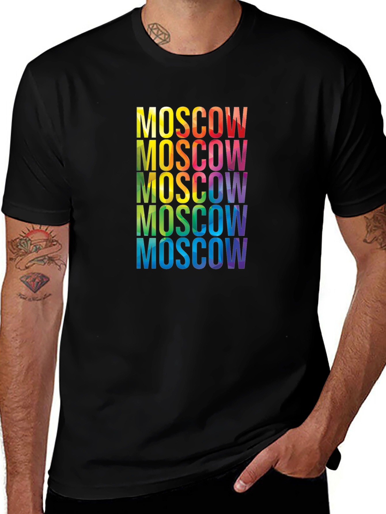 Variant 28 of Rainbow Moscow Graphic Black T-Shirt