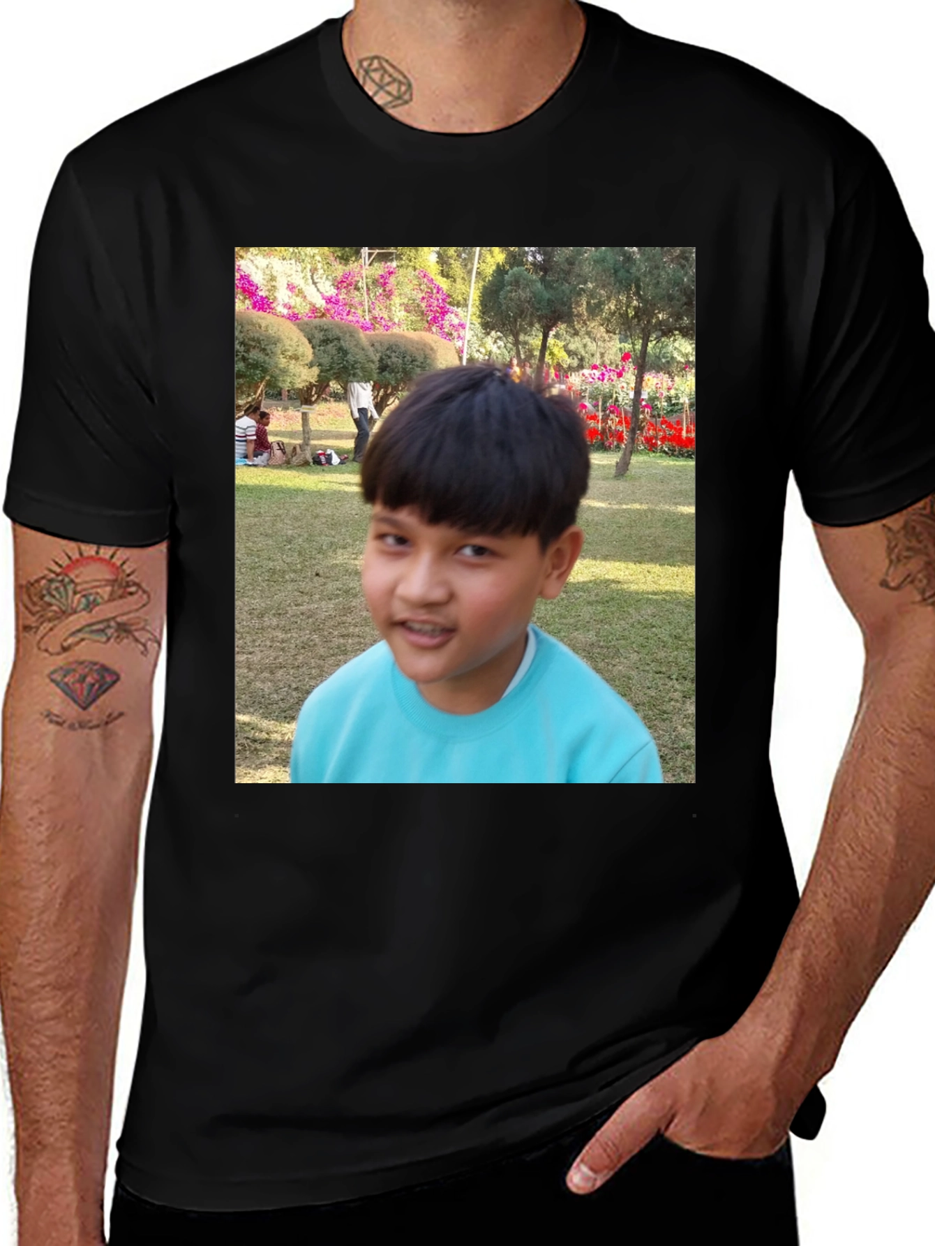 Custom Photo Print Black T-Shirt