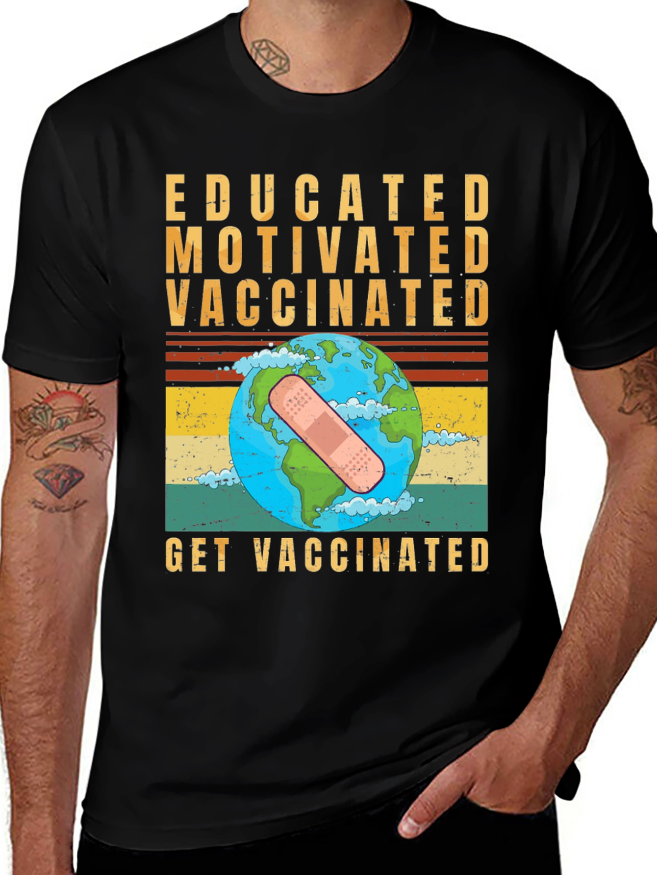Variant 26 of Educated Motivated Vaccinated Graphic T-Shirt