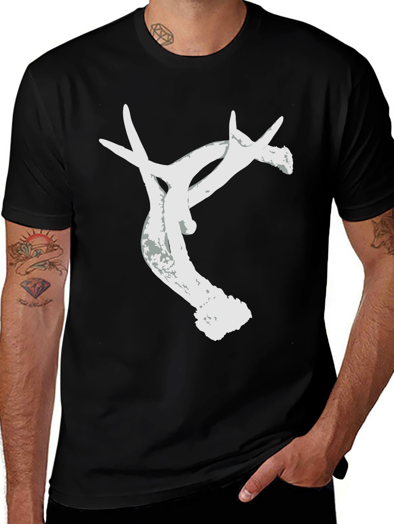 Variant 15 of Antler Graphic Tee - Nature Inspired Black T-Shirt