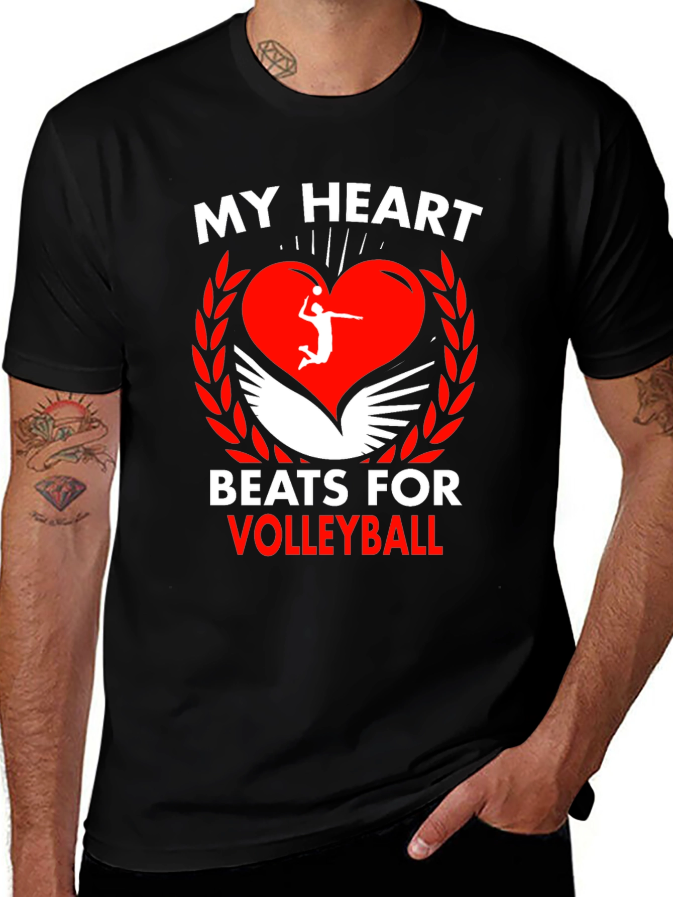 Variant 21 of Volleyball Heartbeat Graphic Tee