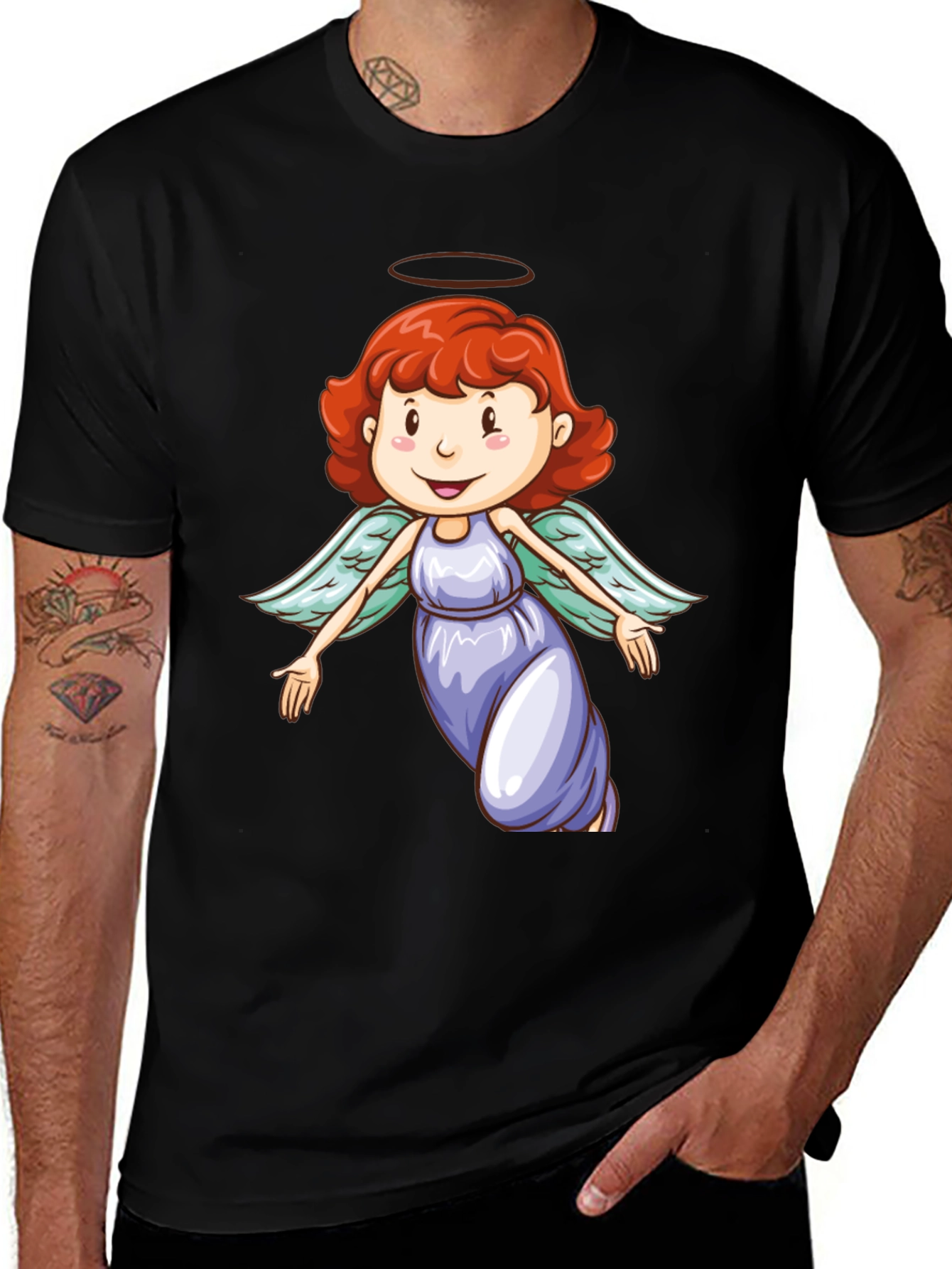 Variant 30 of Angel Graphic Black T-Shirt