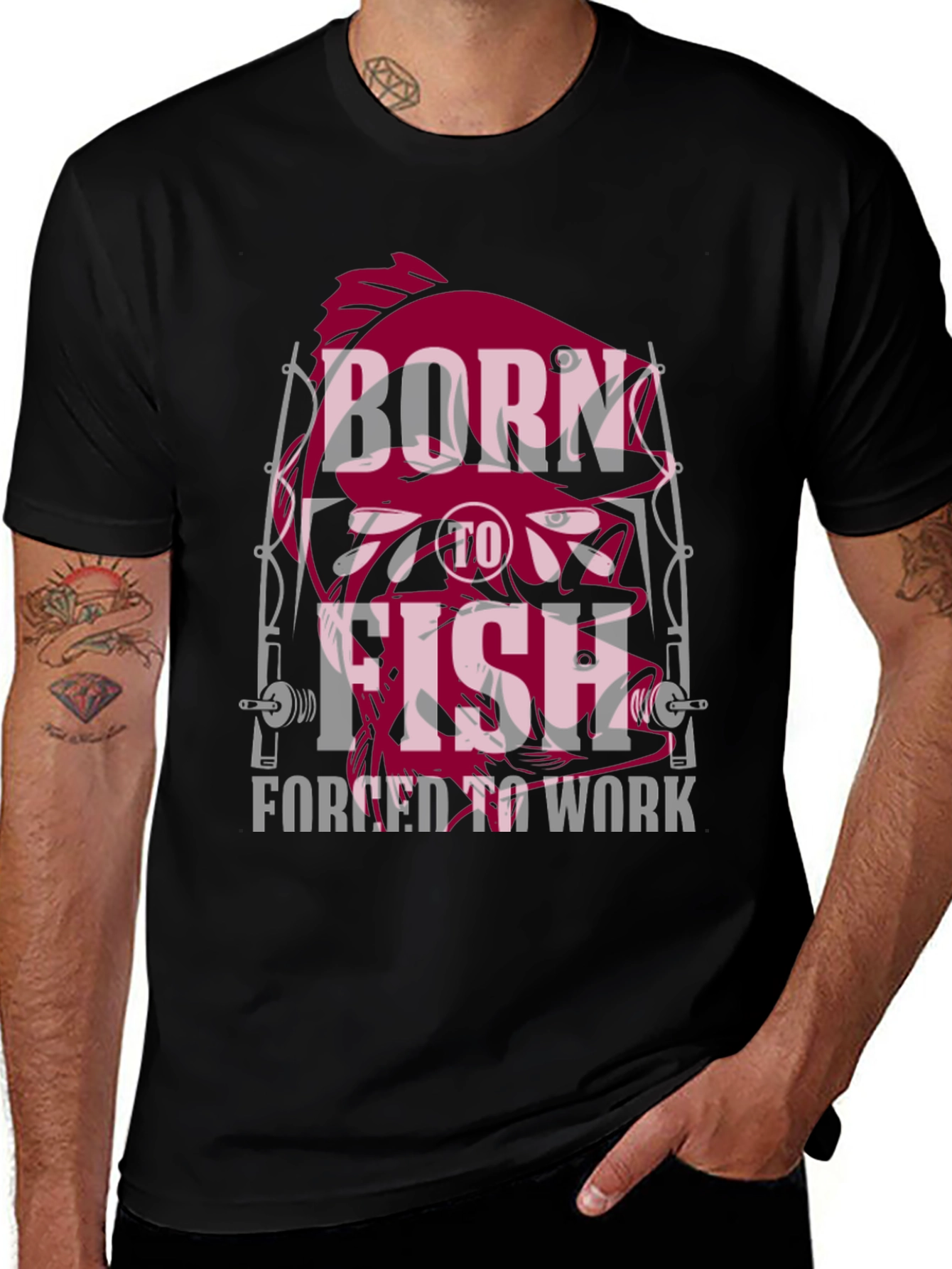Variant 24 of Born to Fish T-Shirt - Fishing Lover Tee