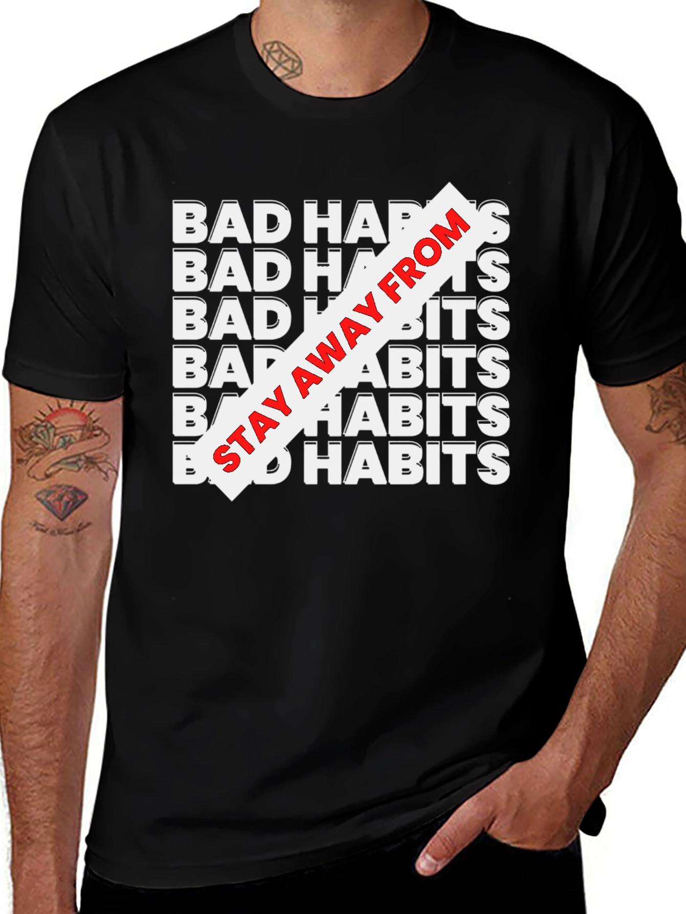 Variant 10 of Bad Habits Tee - Stay Away Graphic T-Shirt