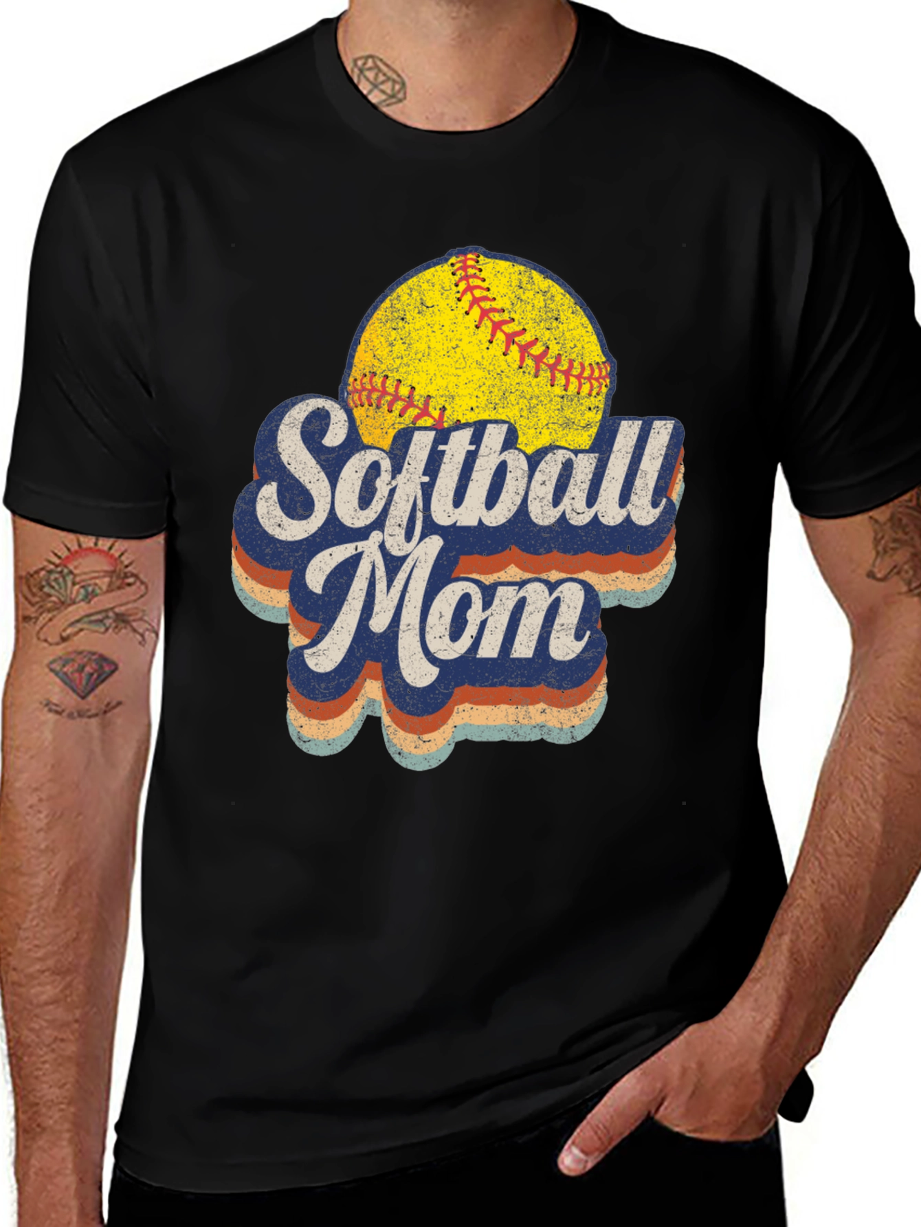 Variant 9 of Softball Mom Retro Graphic T-Shirt