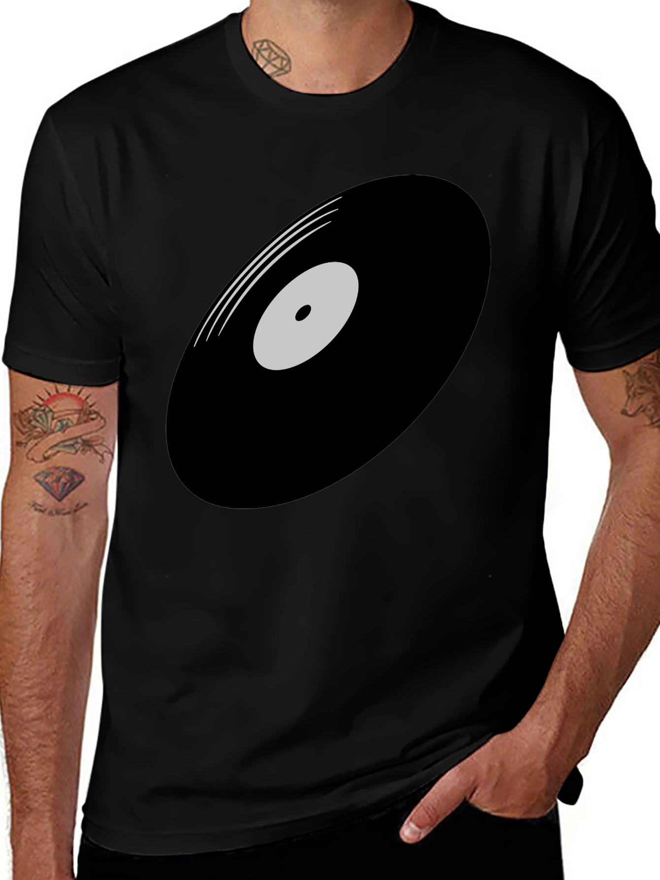Variant 20 of Retro Vinyl Record Graphic T-Shirt - Black