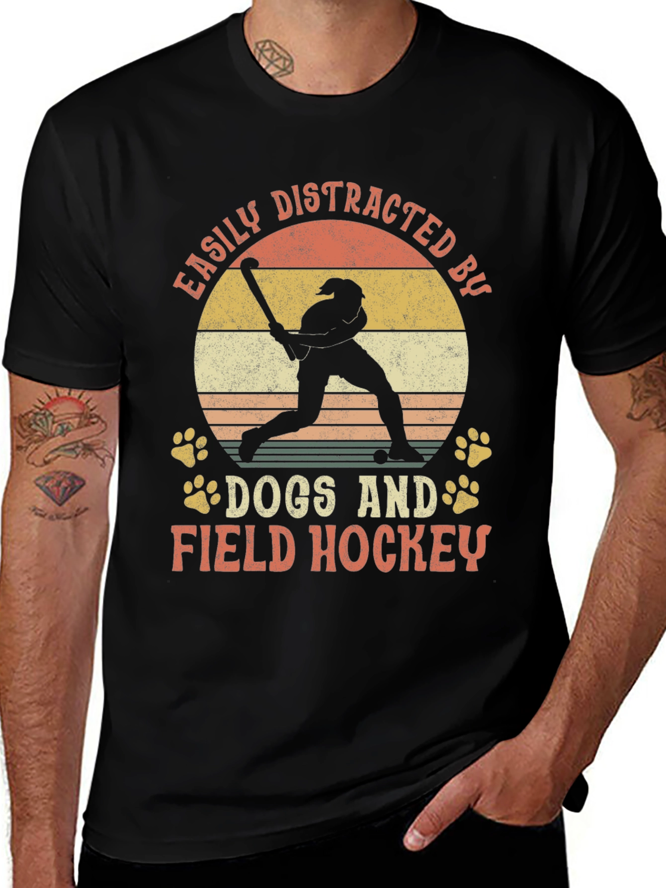 Variant 21 of Easily Distracted by Dogs and Field Hockey T-Shirt