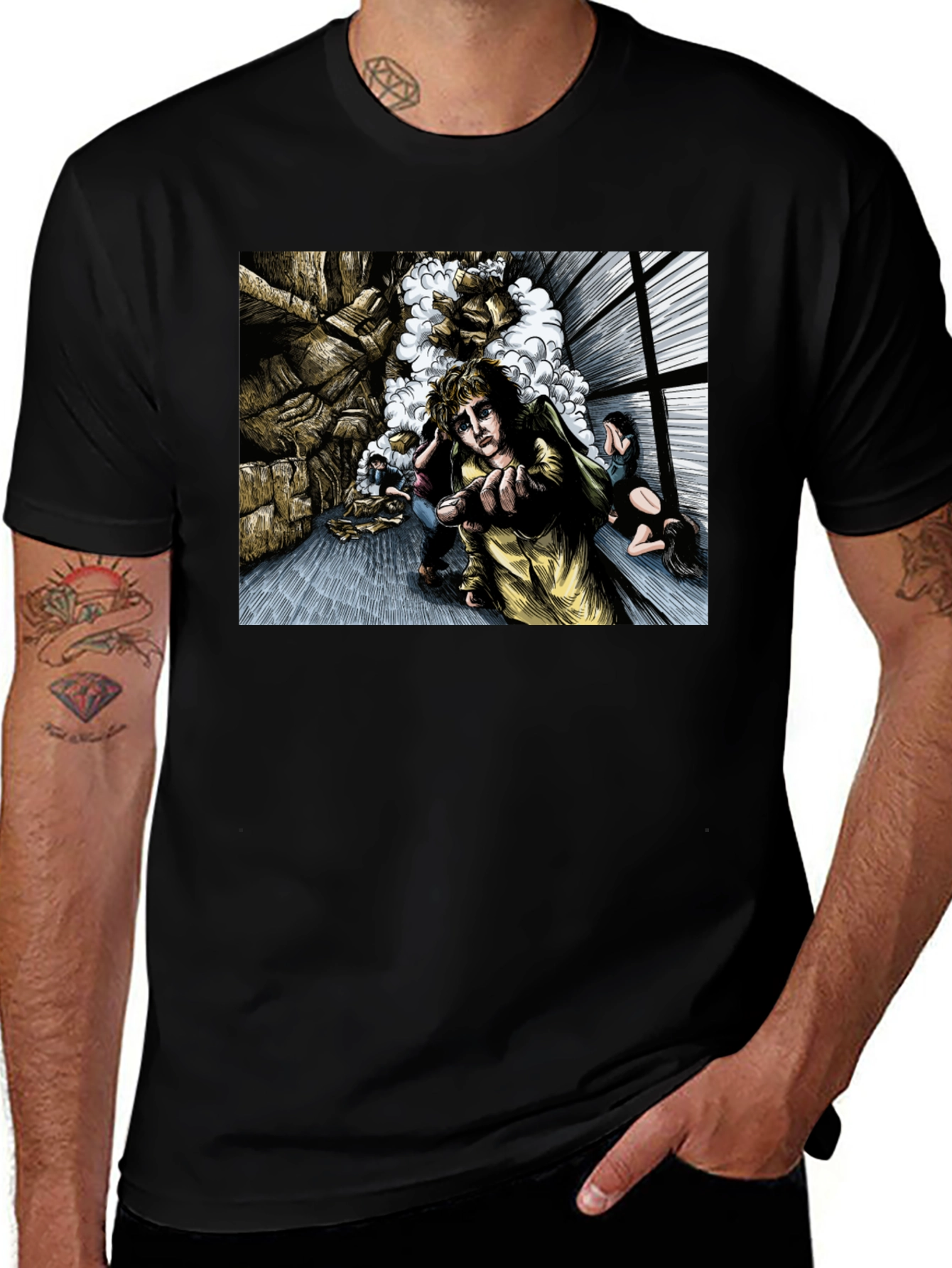 Variant 23 of Surreal Graphic Print Black T-Shirt