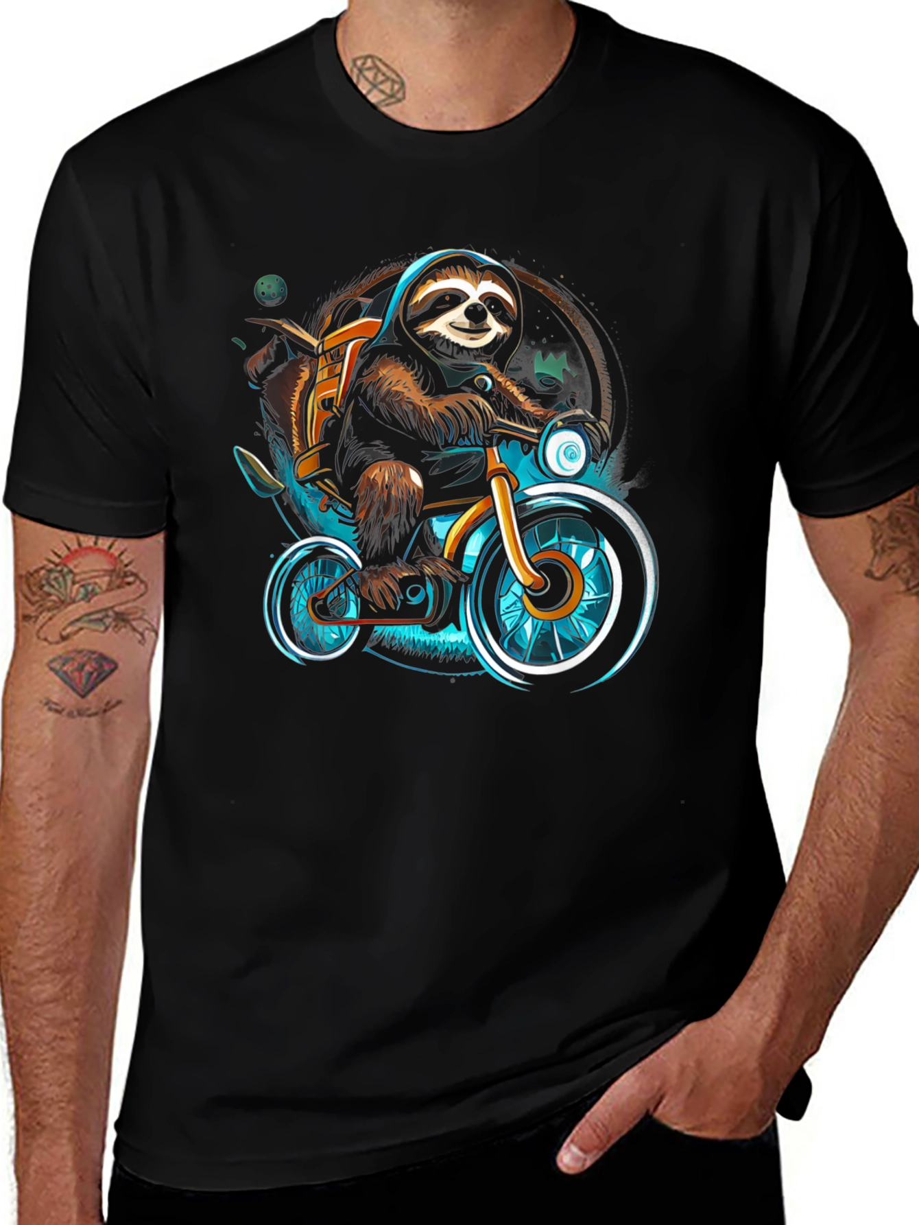 Variant 9 of Sloth on Bike Graphic Tee - Cool Casual Shirt