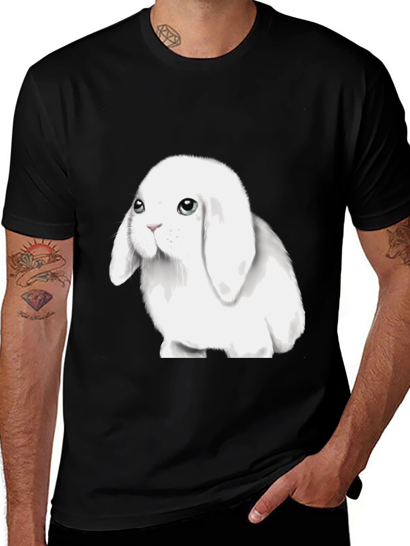 Variant 30 of Cute White Bunny Graphic Tee